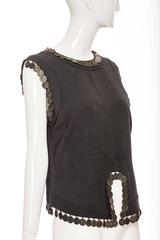 Alexander McQueen Runway Grey Wool Sleeveless Top Appliquéd Coins, Spring 2000