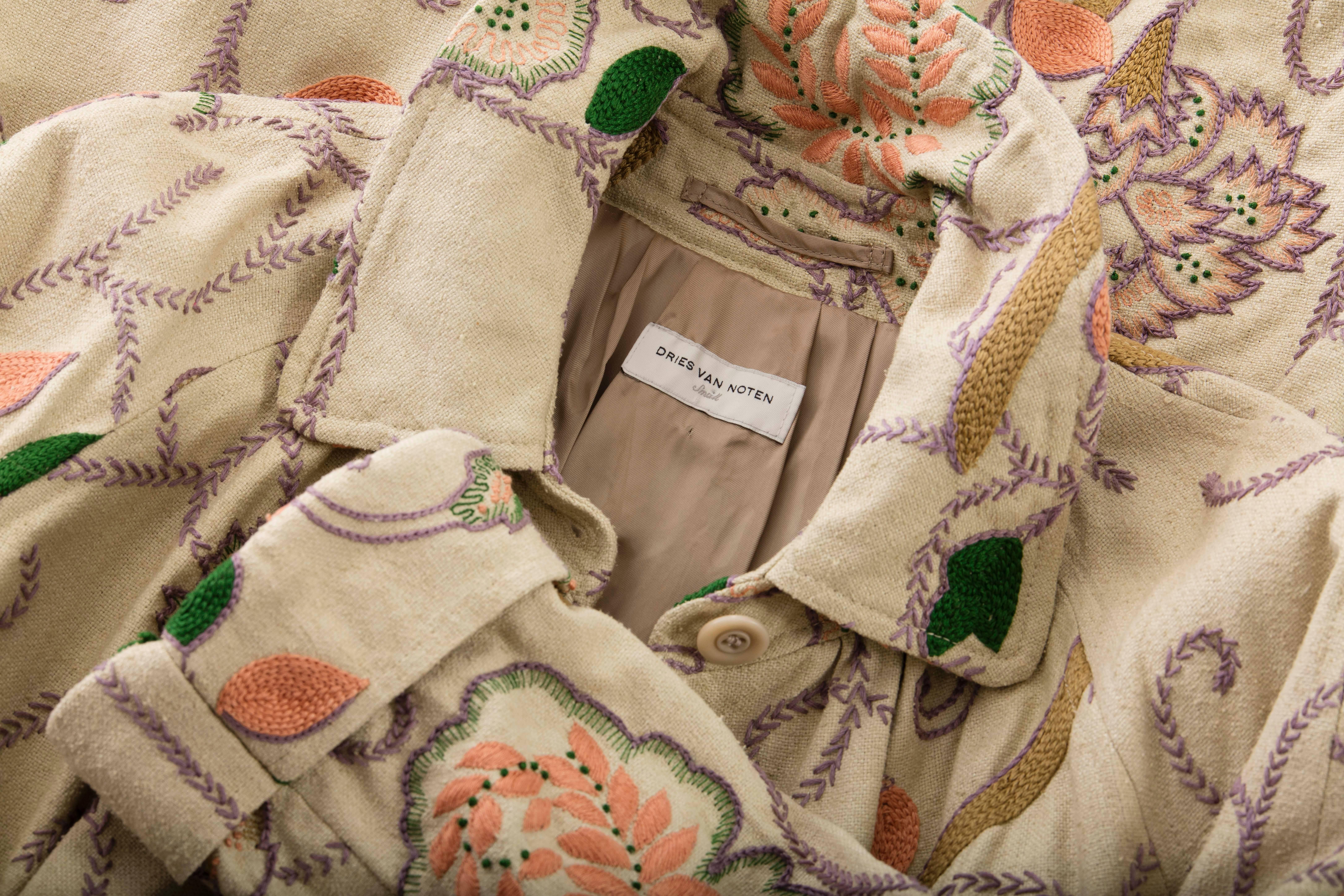 Dries Van Noten Cotton Embroidery On Linen Coat Silk Lined, Spring - Summer 2005 3