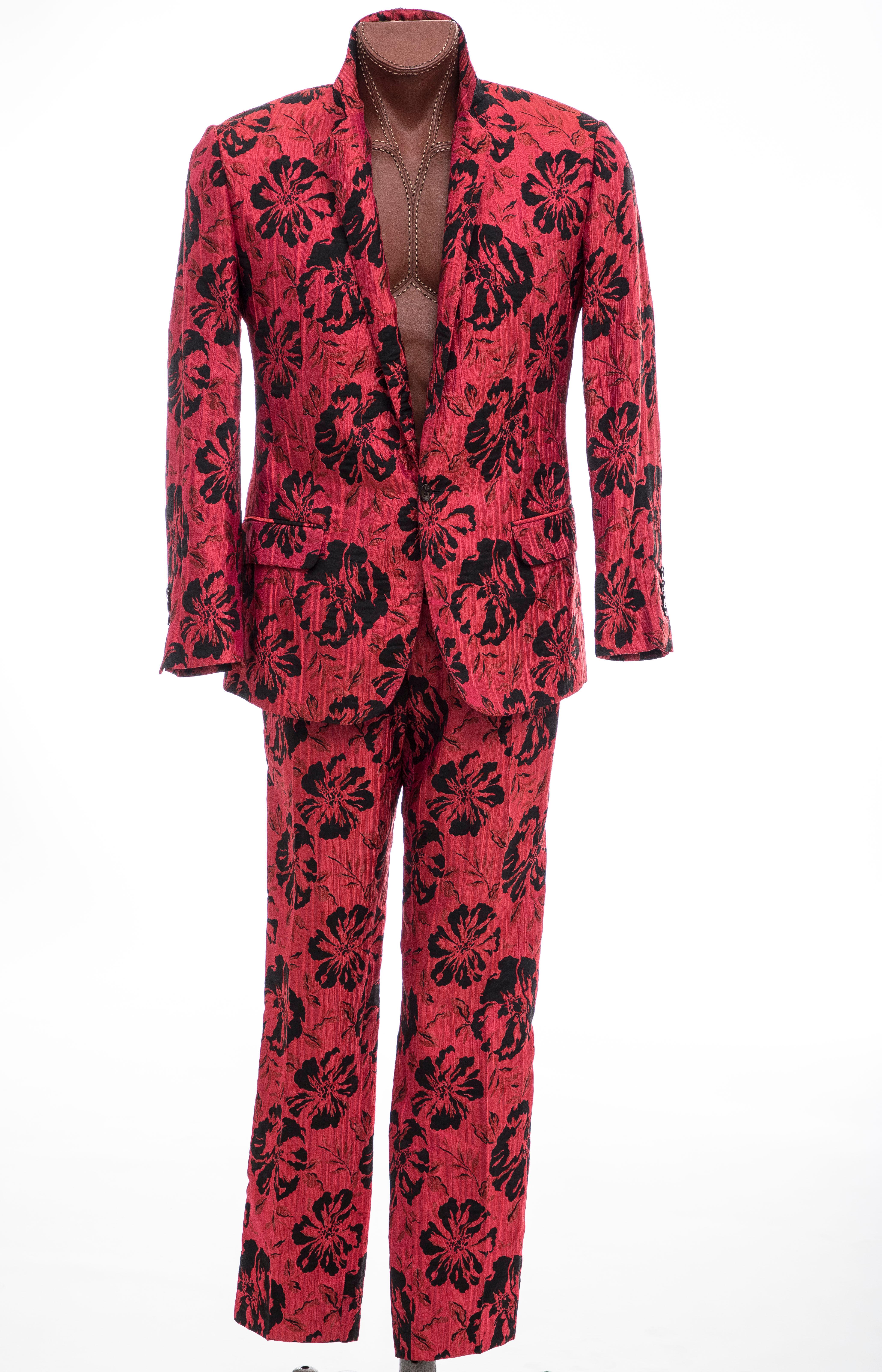 Dolce & Gabbana Men's Runway Red Floral Jacquard Suit, Fall 2011 5