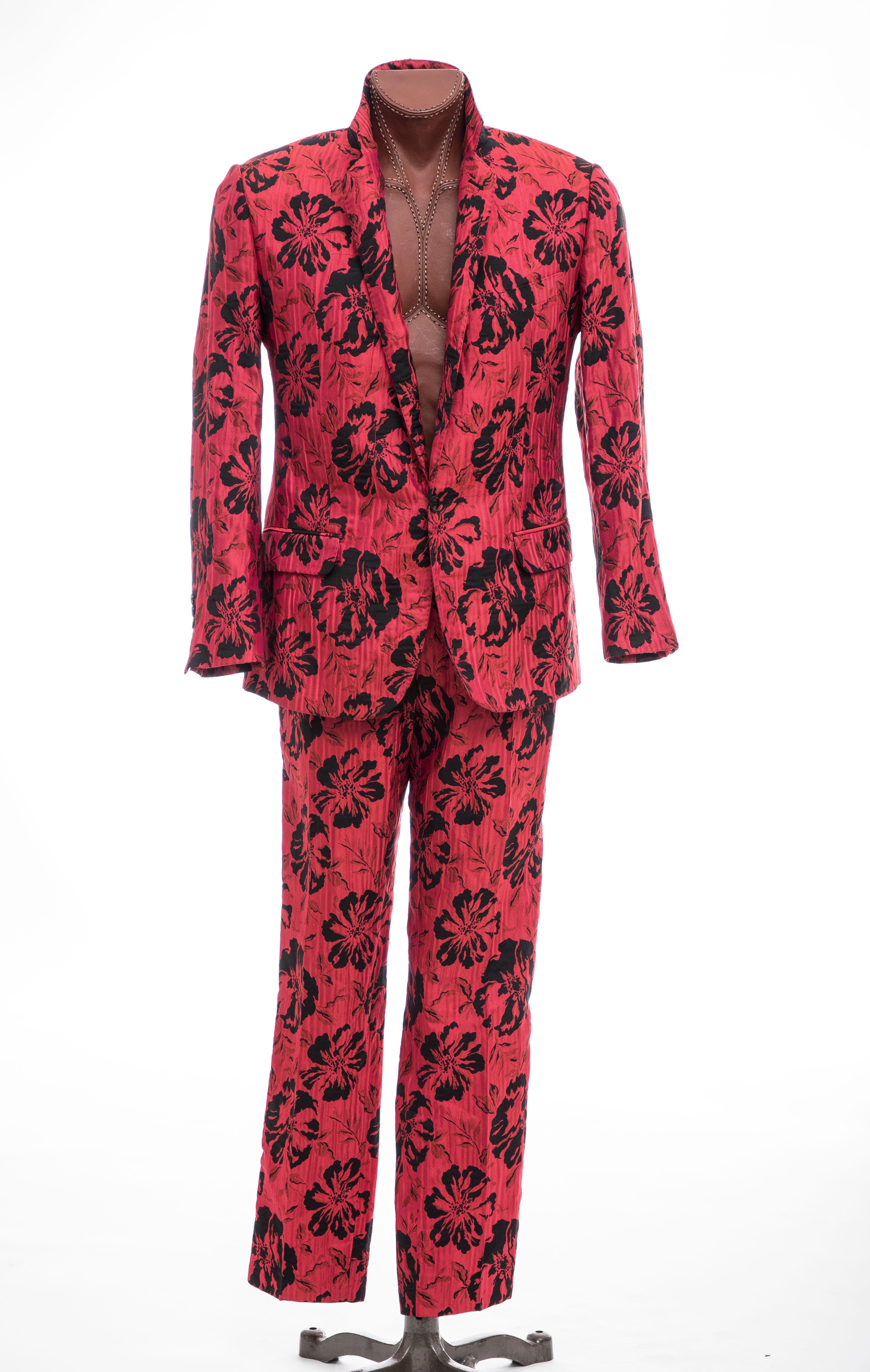 Dolce & Gabbana Men's Runway Red Floral Jacquard Suit, Fall 2011 6