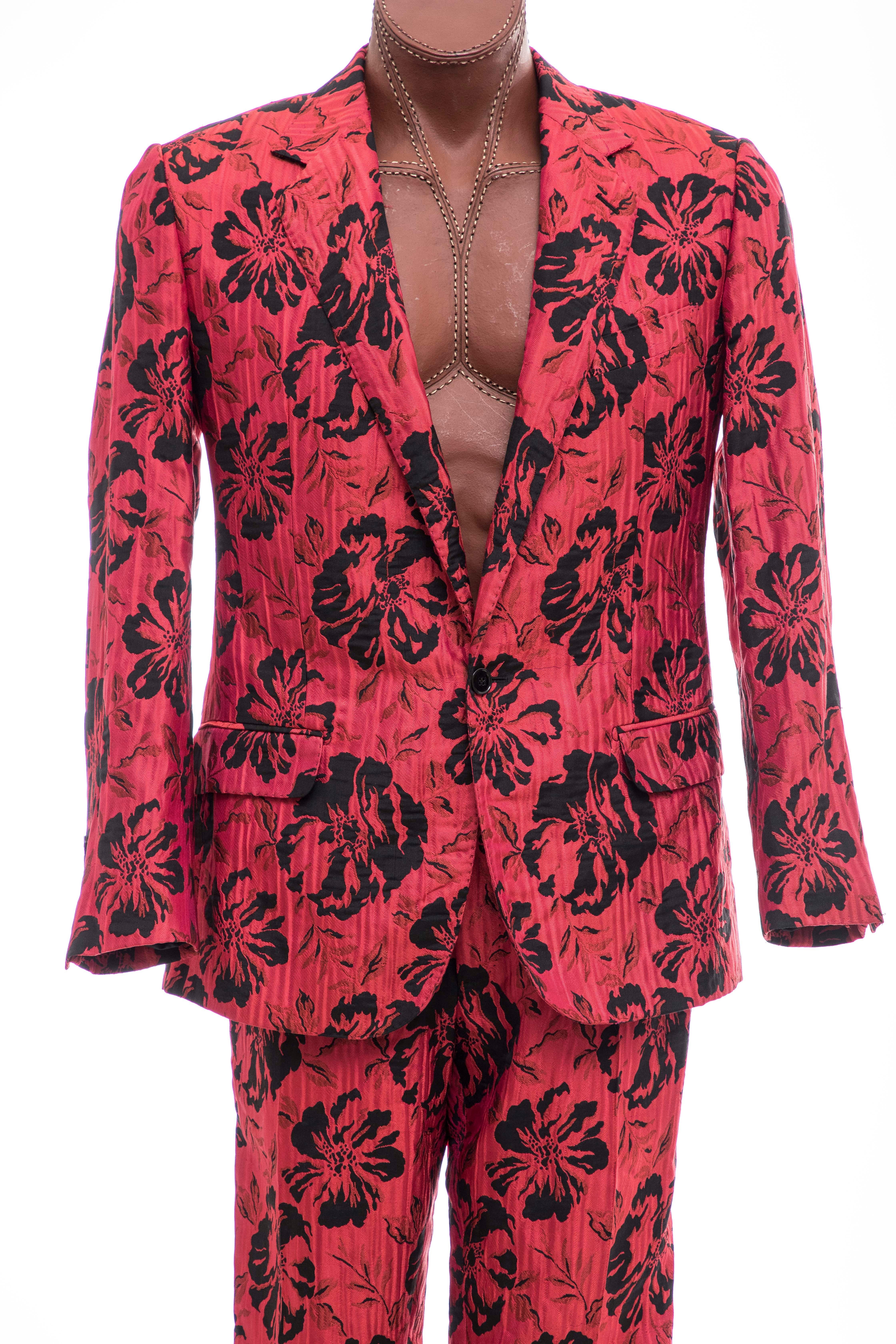 Dolce & Gabbana Men's Runway Red Floral Jacquard Suit, Fall 2011 7
