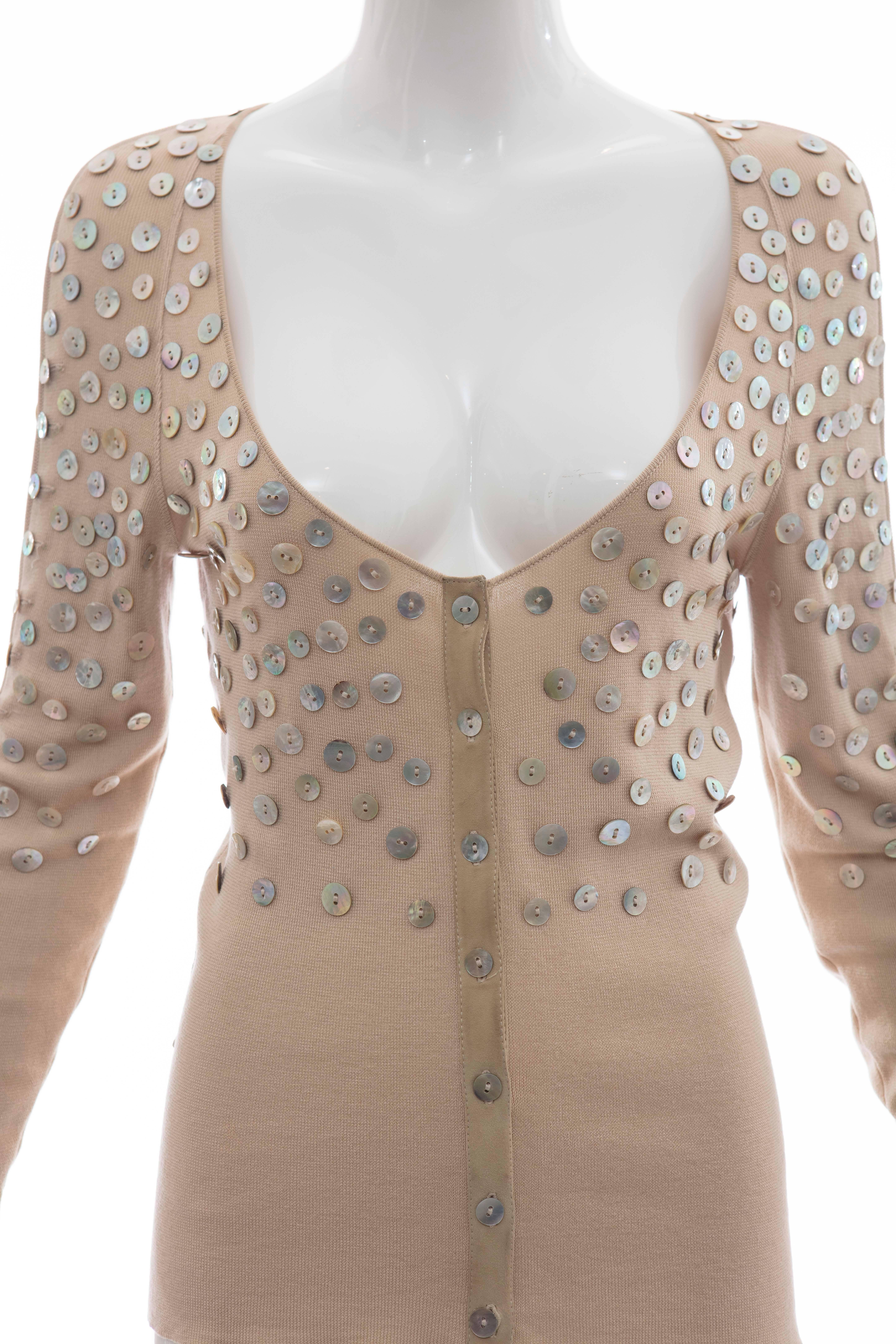 Alexander McQueen Cotton Suede Cardigan Mother Of Pearl Buttons, Spring 2002 In Excellent Condition In Cincinnati, OH
