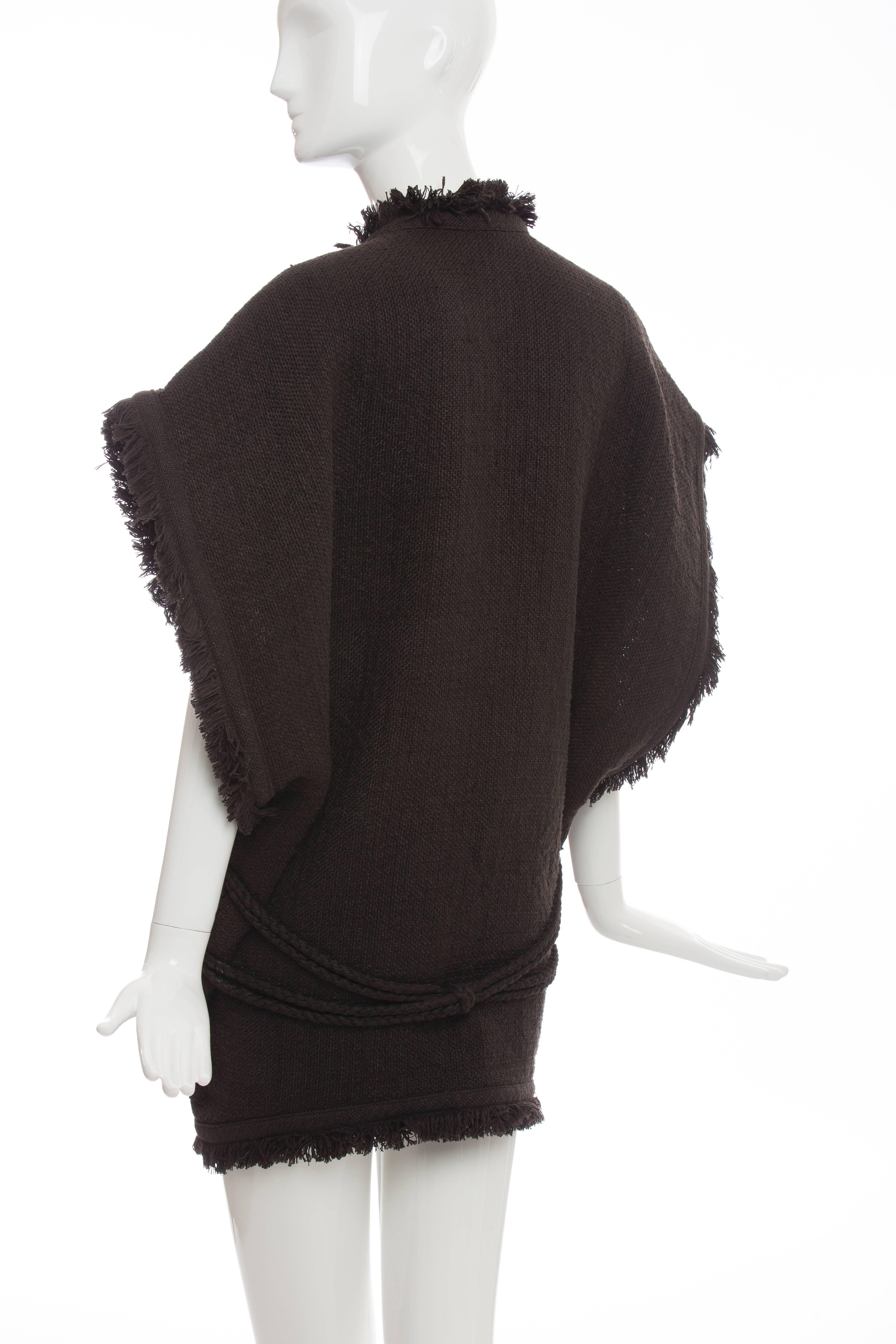 Black Issey Miyake Grey Fringed Woven Vest Featured In The Irving Penn Book, Fall 1984 For Sale