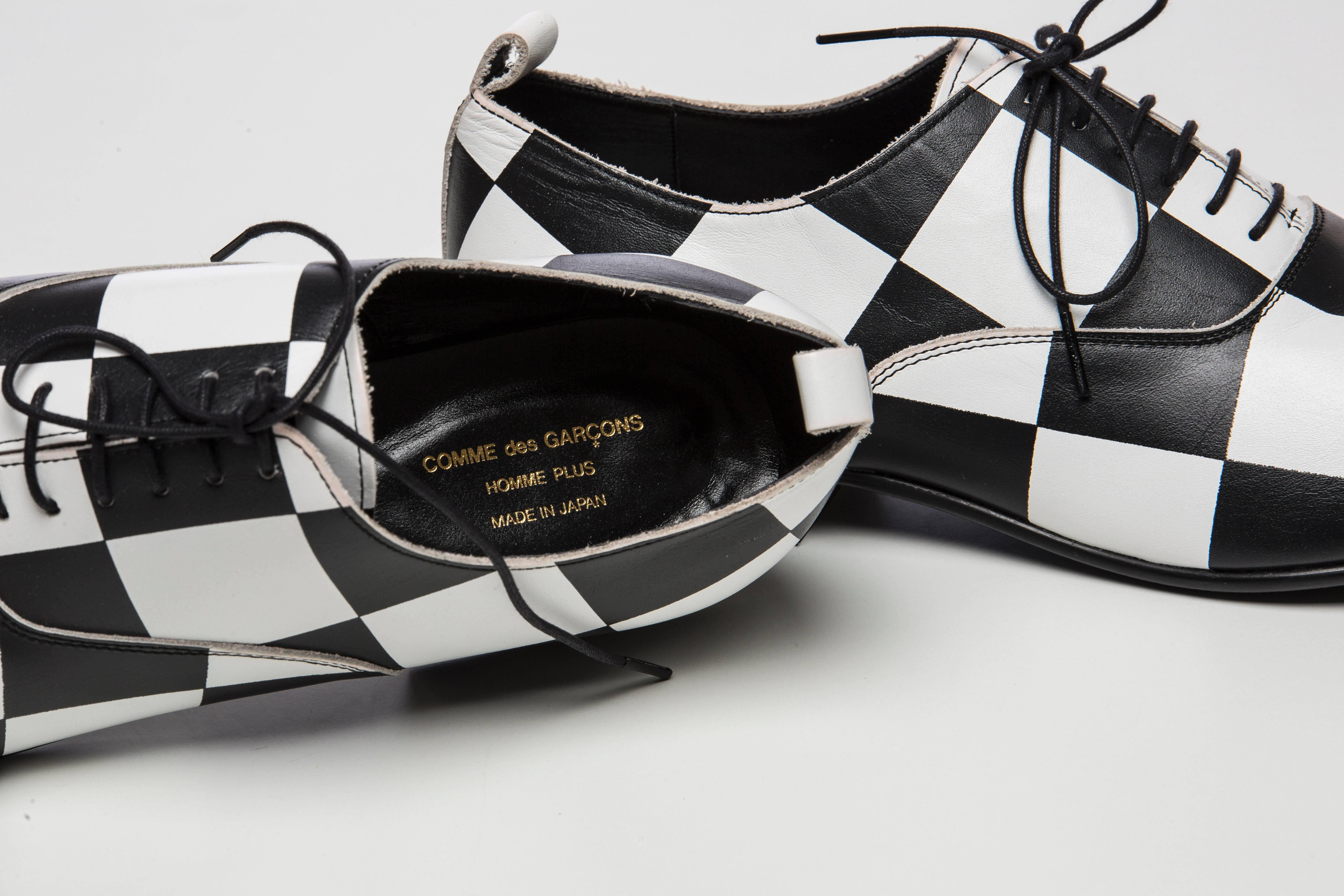 Comme des Garcons Men's Black and White Checkered Leather Shoes, Spring 2013 1