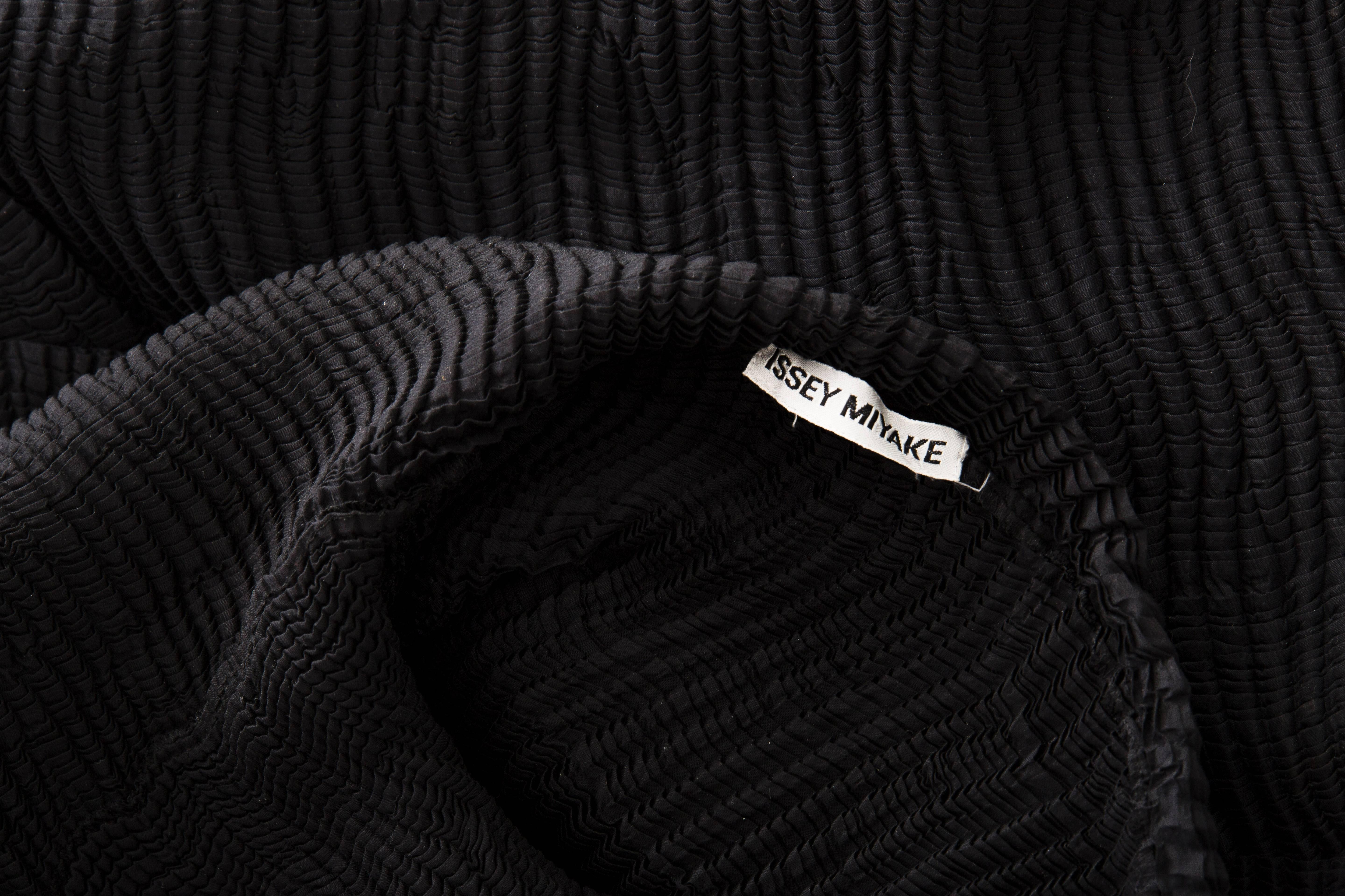 Issey Miyake Black Button Front Plissé Polyester Jacket, Circa 1990's 2