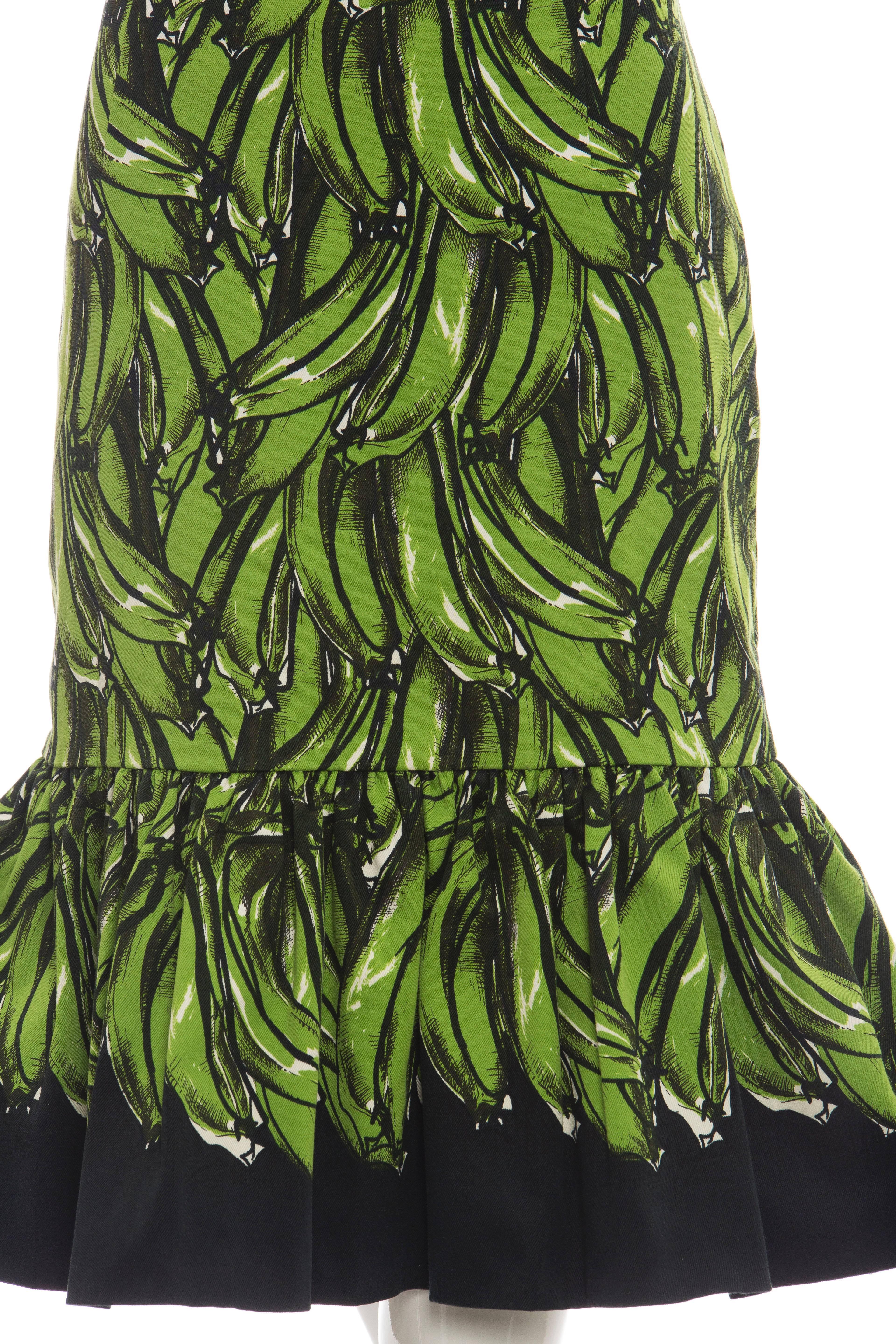 Prada Banana Print Skirt, Spring 2011 In Excellent Condition In Cincinnati, OH