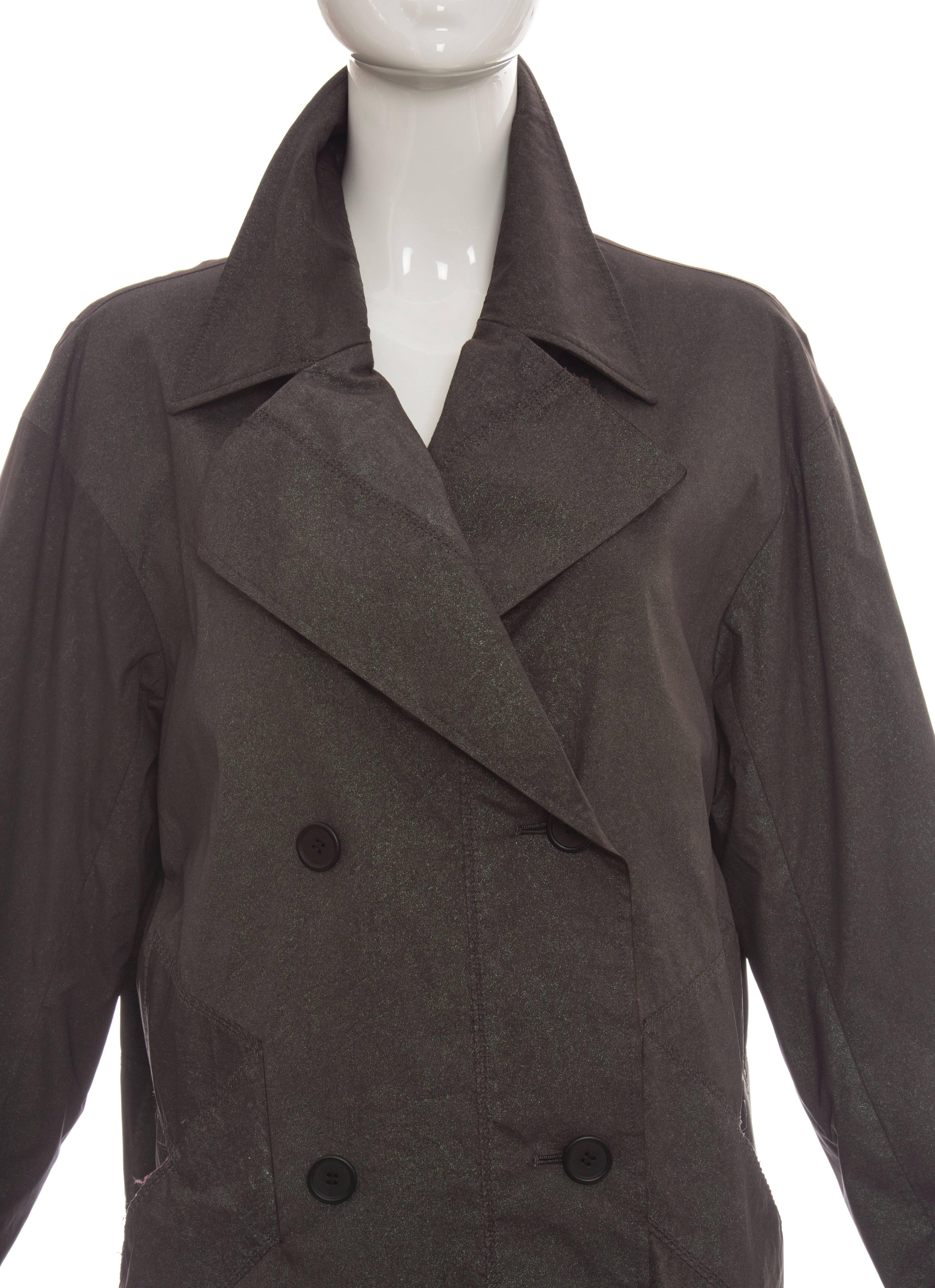 Women's Issey Miyake Grey Double Breasted Trench Coat, Circa 1990's For Sale
