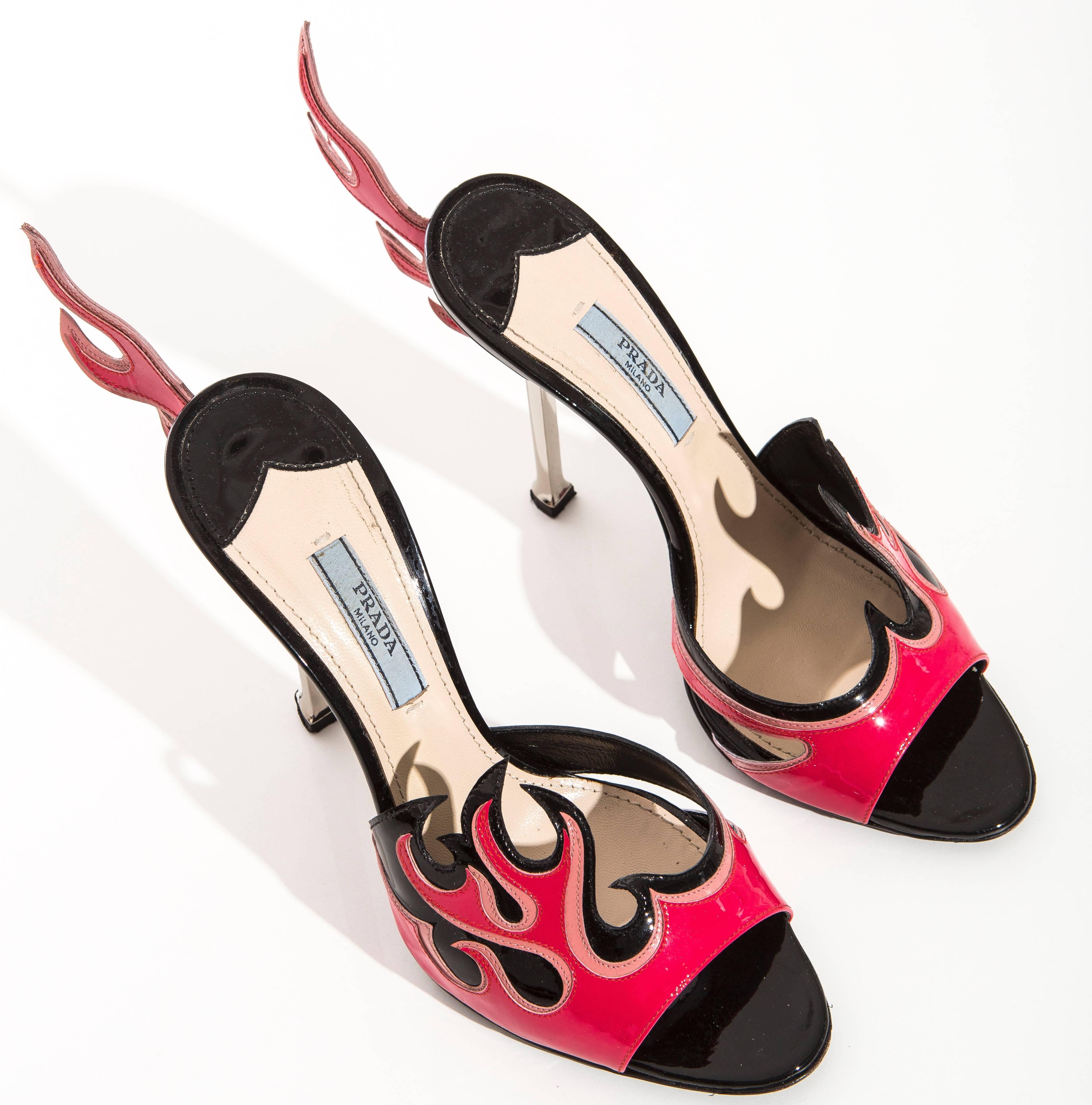 Prada Patent Leather Flame Slide Sandals, Spring 2012 4