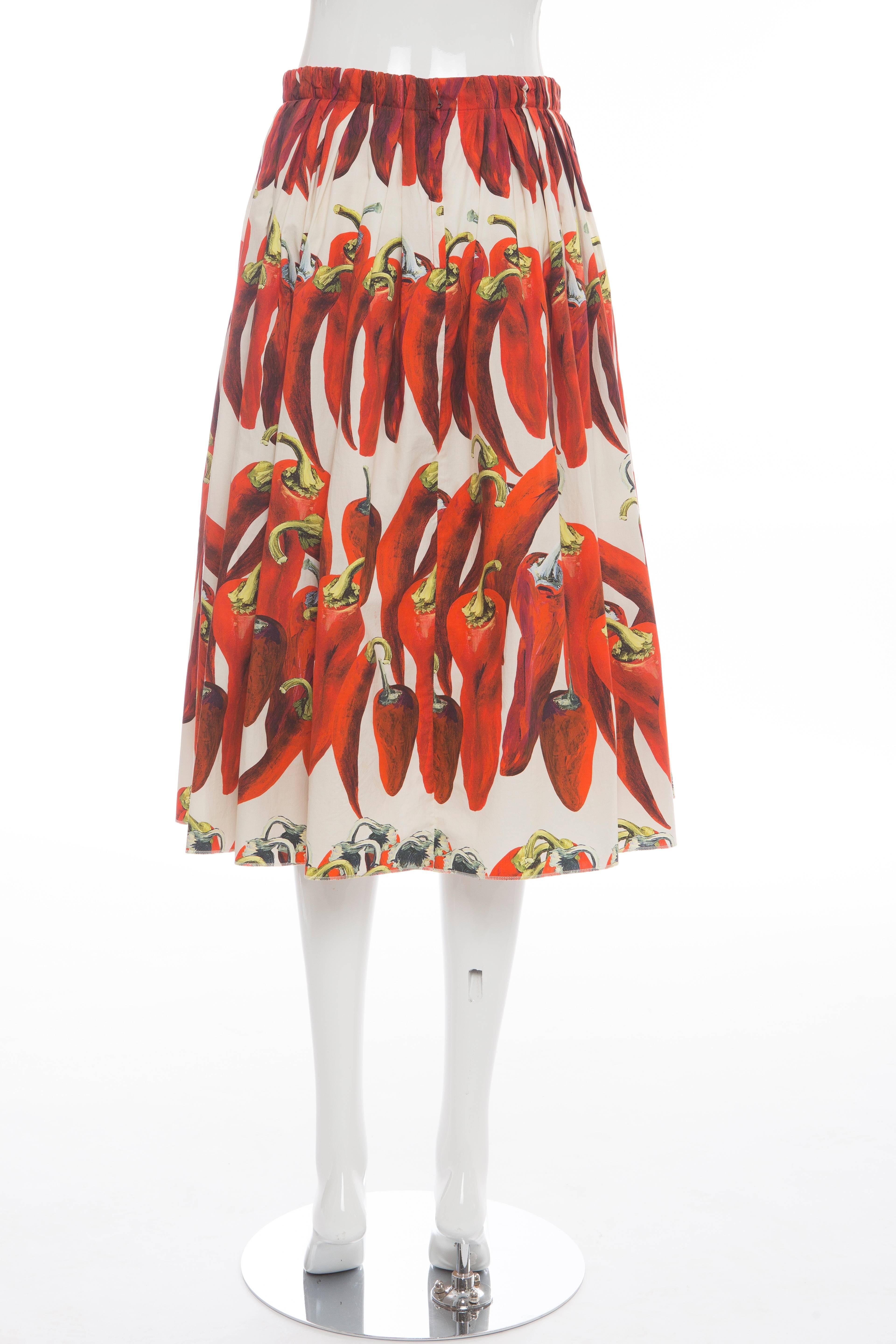 Brown Dolce & Gabbana Cotton Chili Peppers Skirt, Spring 2012