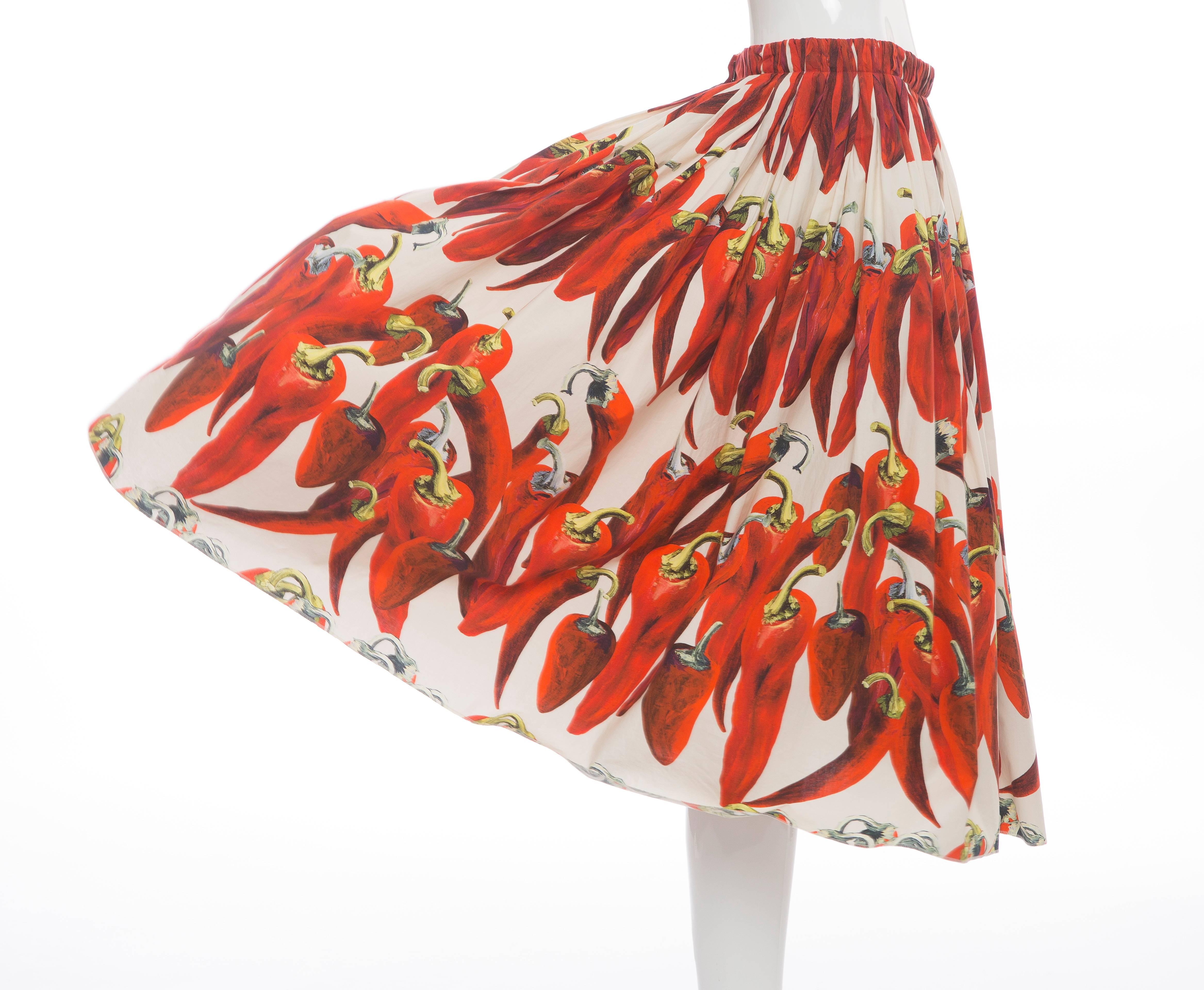 Women's Dolce & Gabbana Cotton Chili Peppers Skirt, Spring 2012