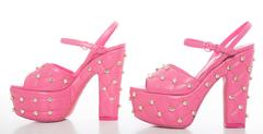 Moschino Couture Pink Quilted Leather Crystal Platform Sandals, Spring 2015