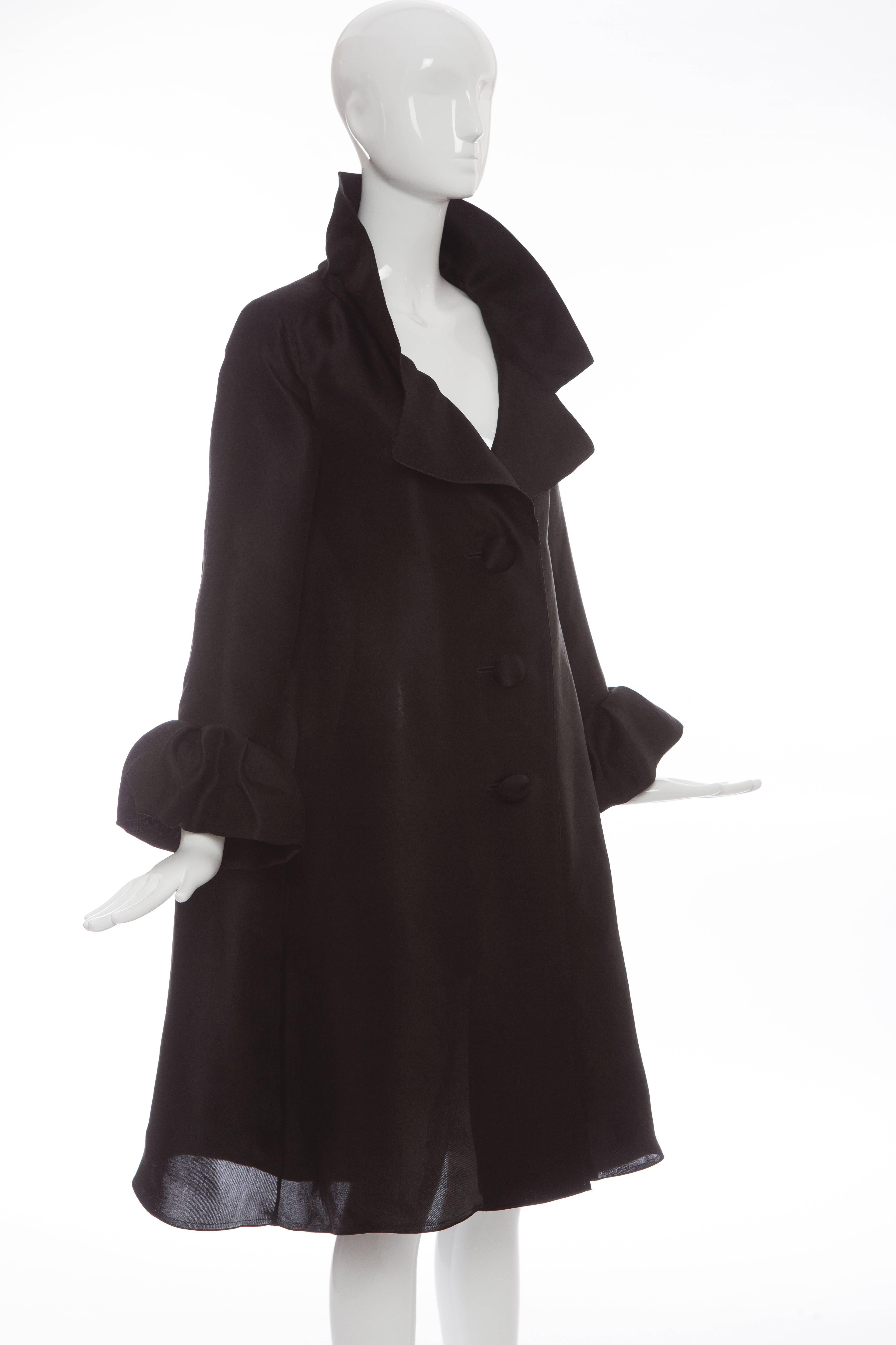    Alber Elbaz for Lanvin Black Silk Lightweight Evening Coat, Fall 2006 For Sale 4