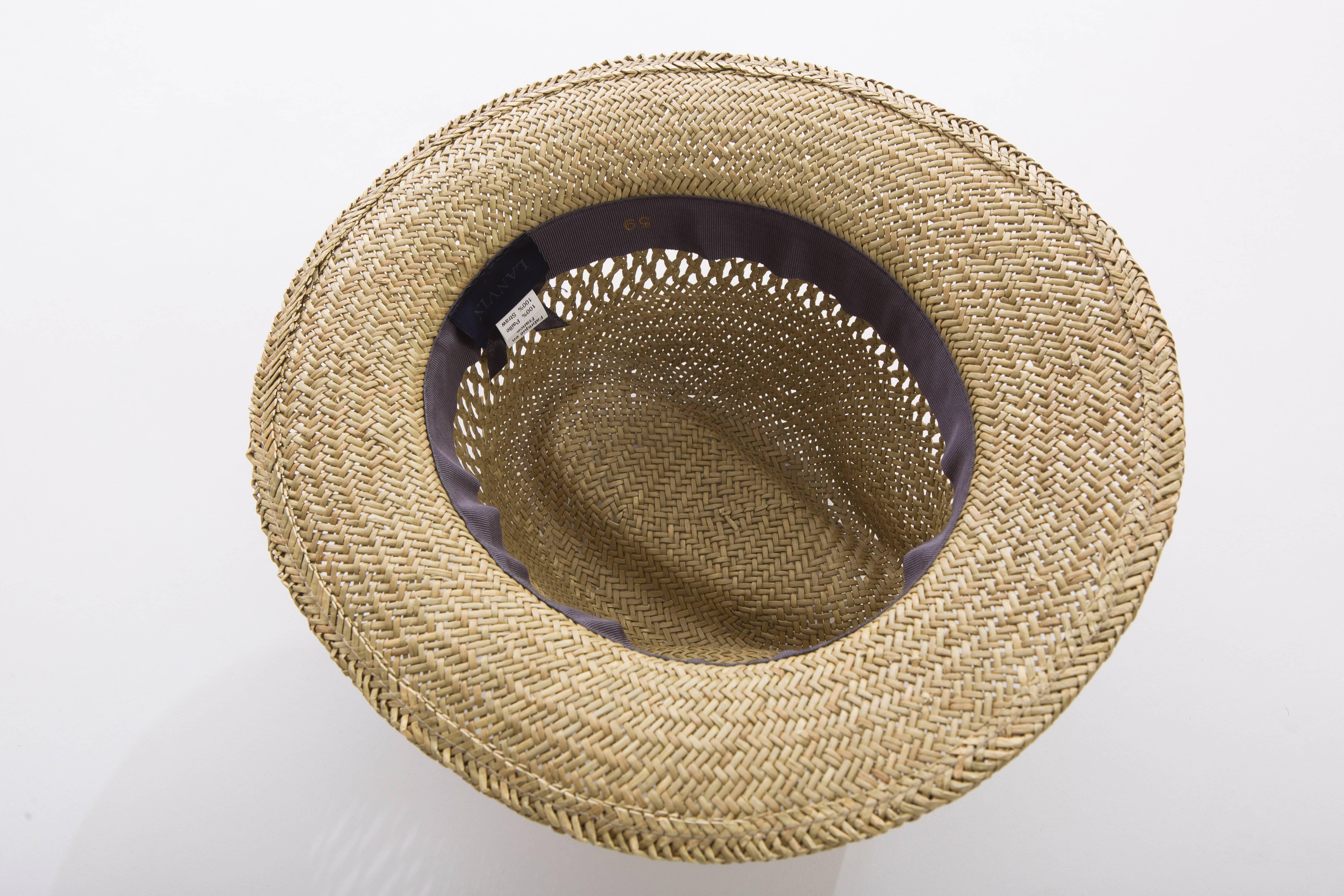 Lanvin Men's Open Weave Straw Brimmed Hat Includes Hat Box 1