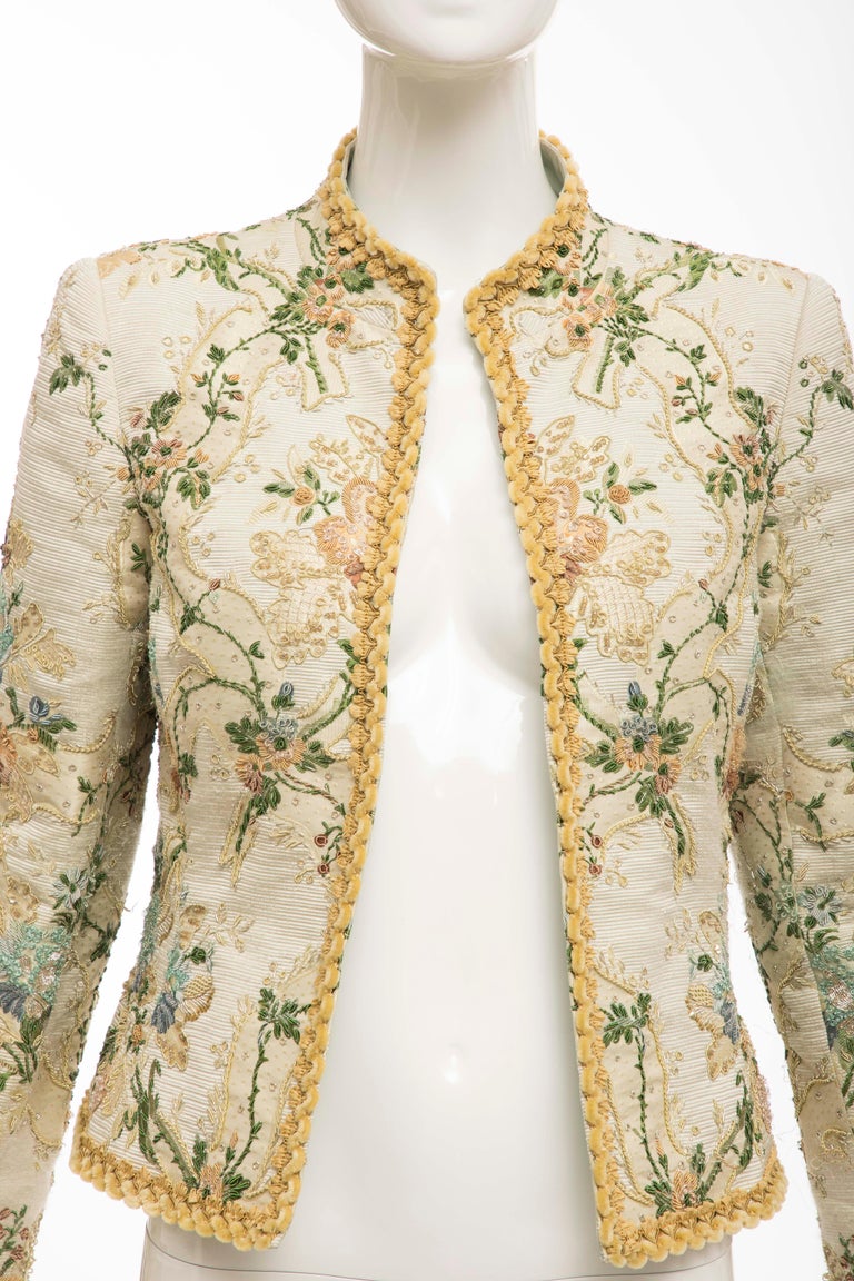 Oscar de la Renta Lesage Embroidered Evening Jacket, Circa 1990's For