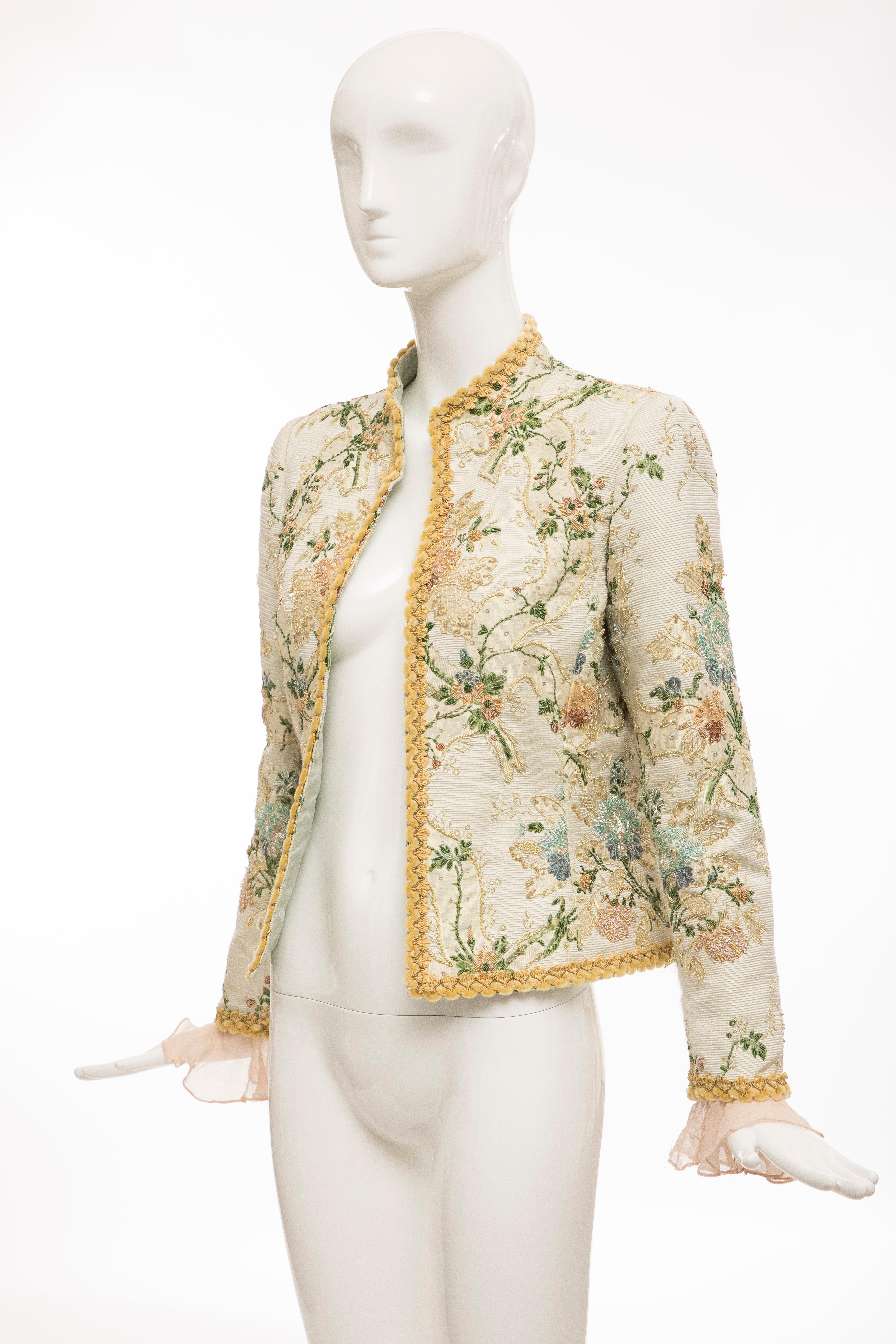 Oscar de la Renta Lesage Embroidered Evening Jacket, Circa: 1990's For Sale 5