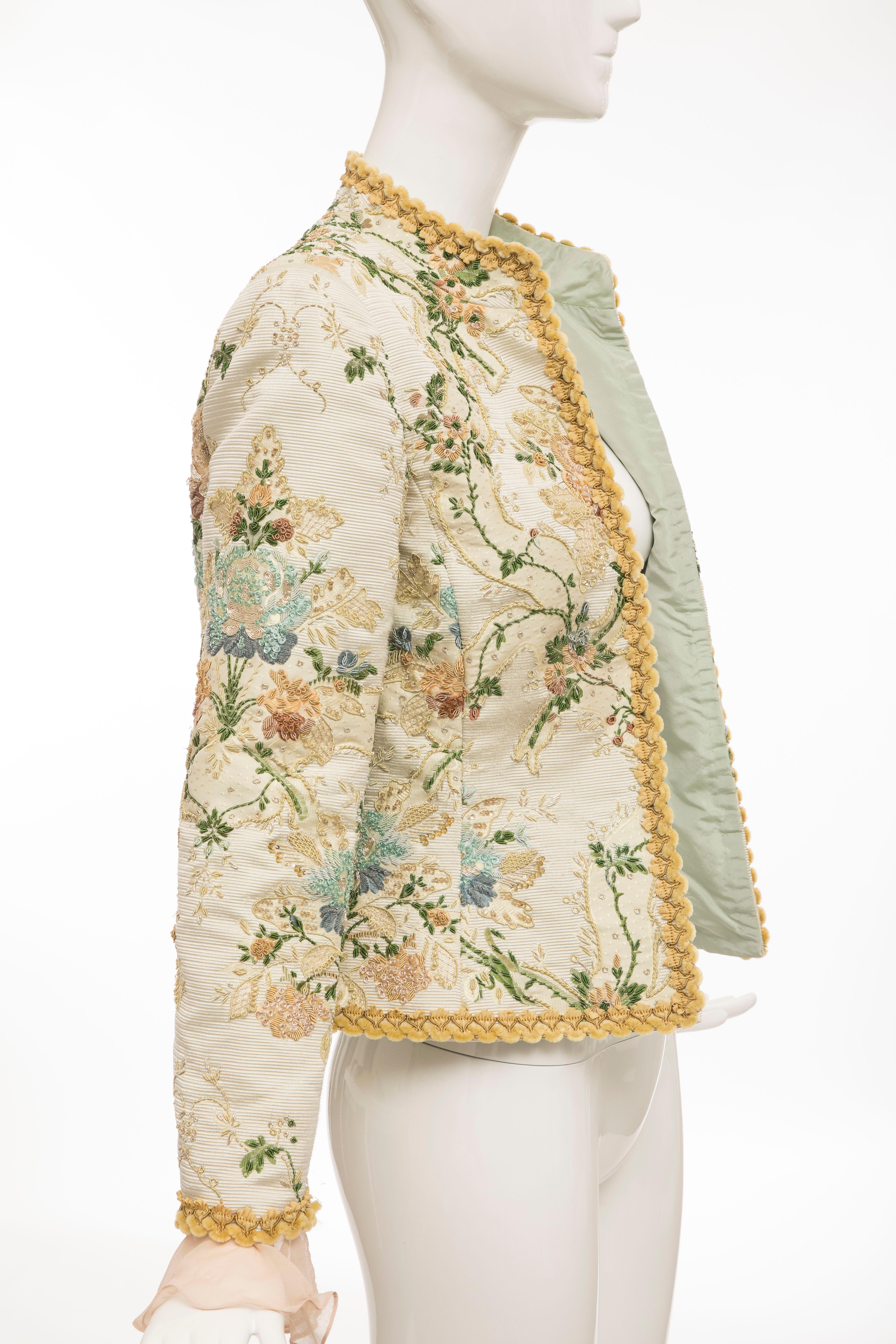 Oscar de la Renta Lesage Embroidered Evening Jacket, Circa: 1990's For Sale 7