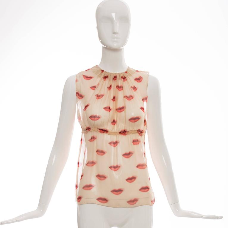 Prada Silk Chiffon Top With Lip Print, Spring - Summer 2000 at