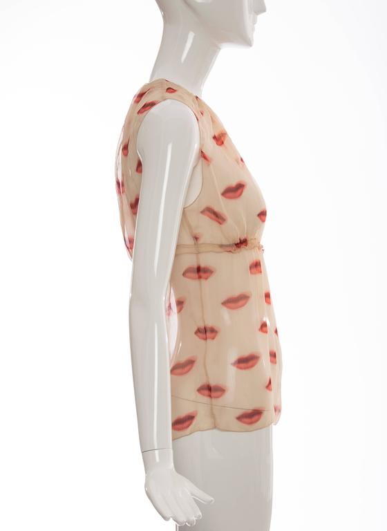 Prada Silk Chiffon Top With Lip Print, Spring - Summer 2000 at