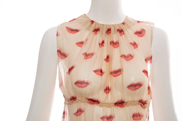 Prada Silk Chiffon Top With Lip Print, Spring - Summer 2000 at