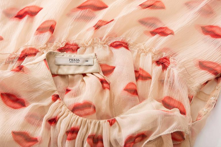 Prada Silk Chiffon Top With Lip Print, Spring - Summer 2000 at