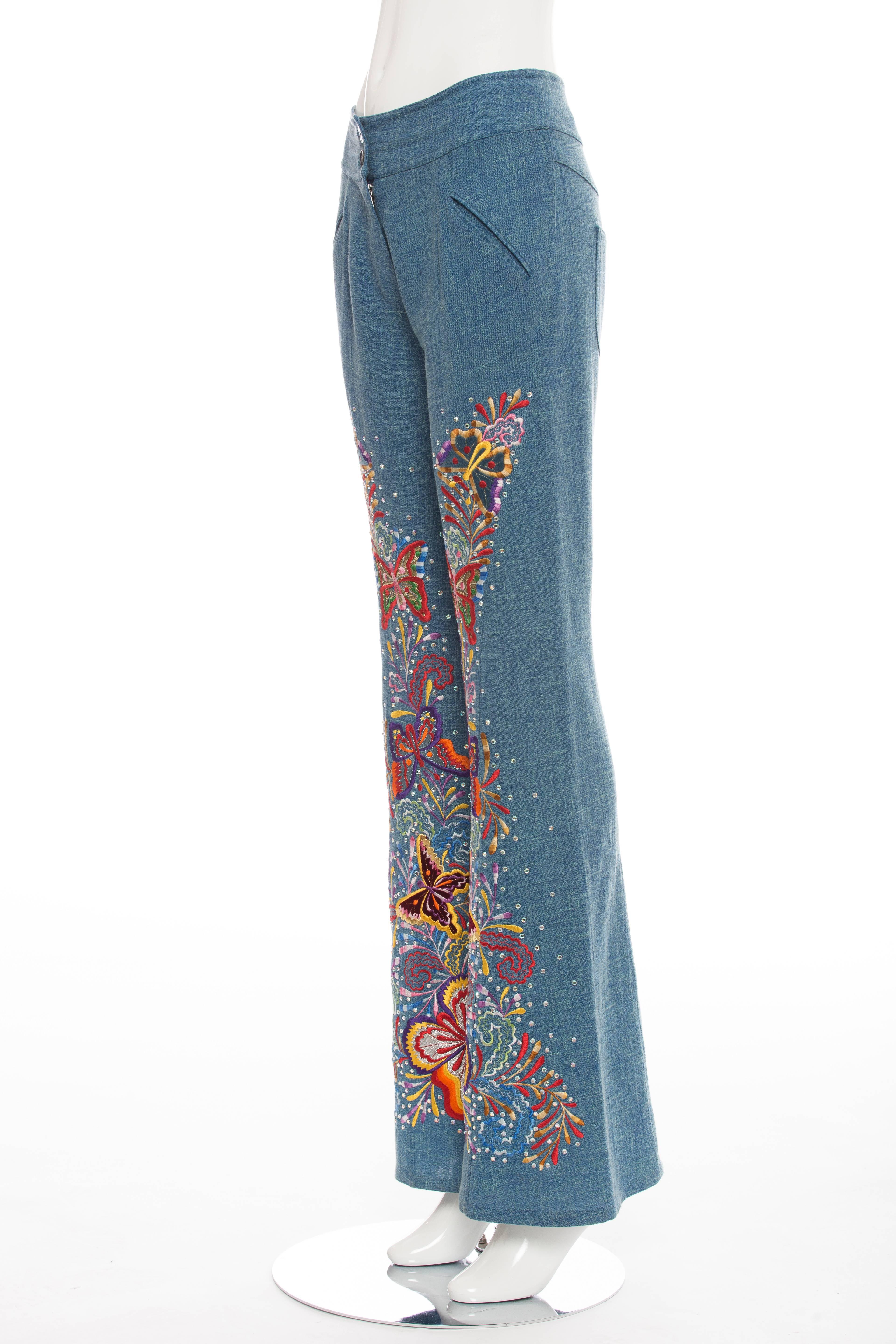 John Galliano For Christian Dior Embroidered Linen Pants, Spring - Summer 2002 1