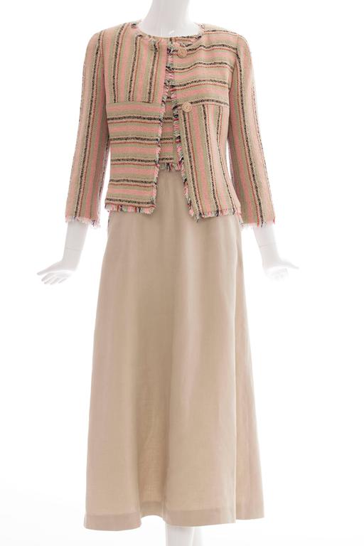 Chanel Three Piece Linen Skirt Suit, Resort 2000 For Sale at 1stDibs