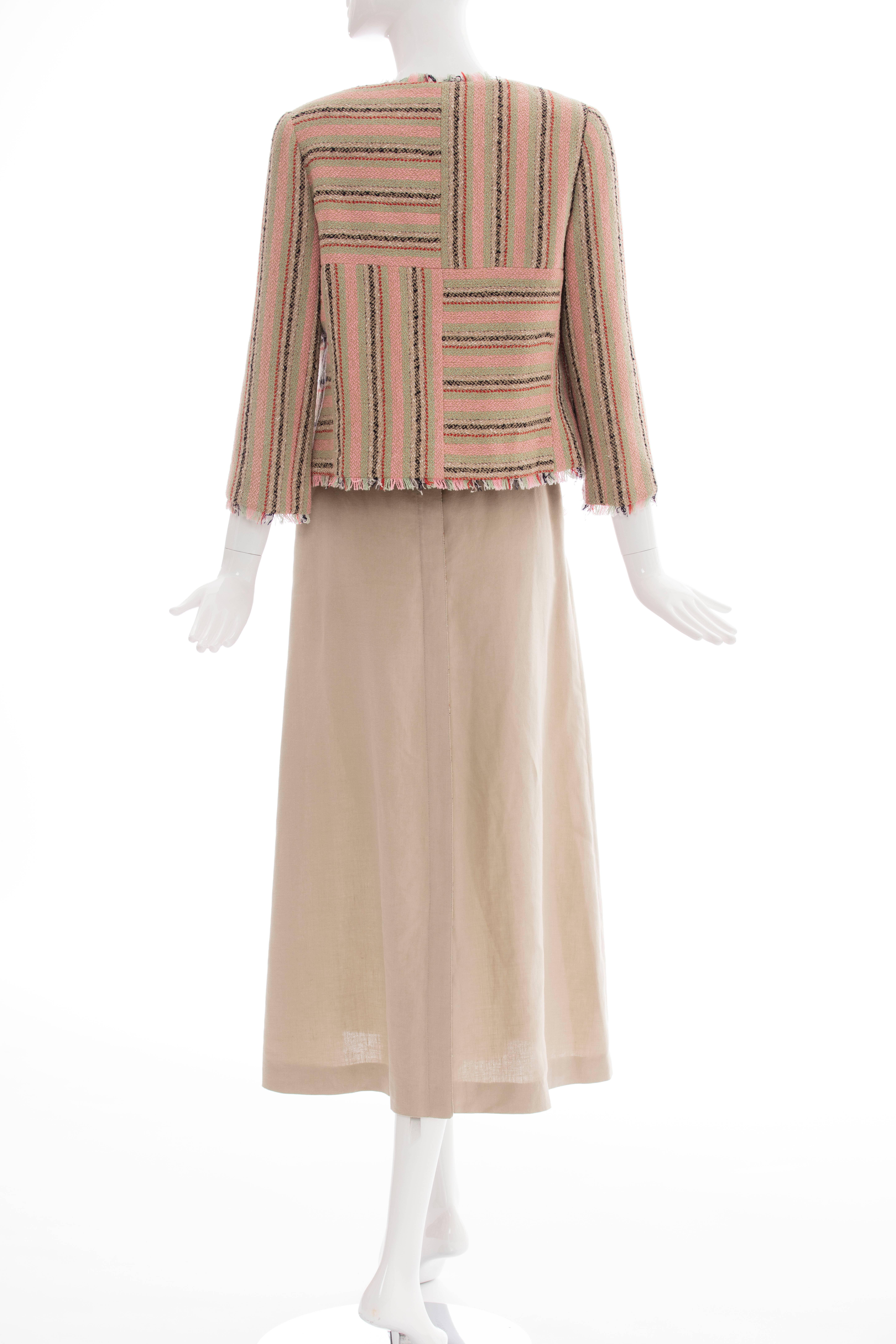 Women's Chanel Three Piece Linen Skirt Suit, Resort 2000 For Sale