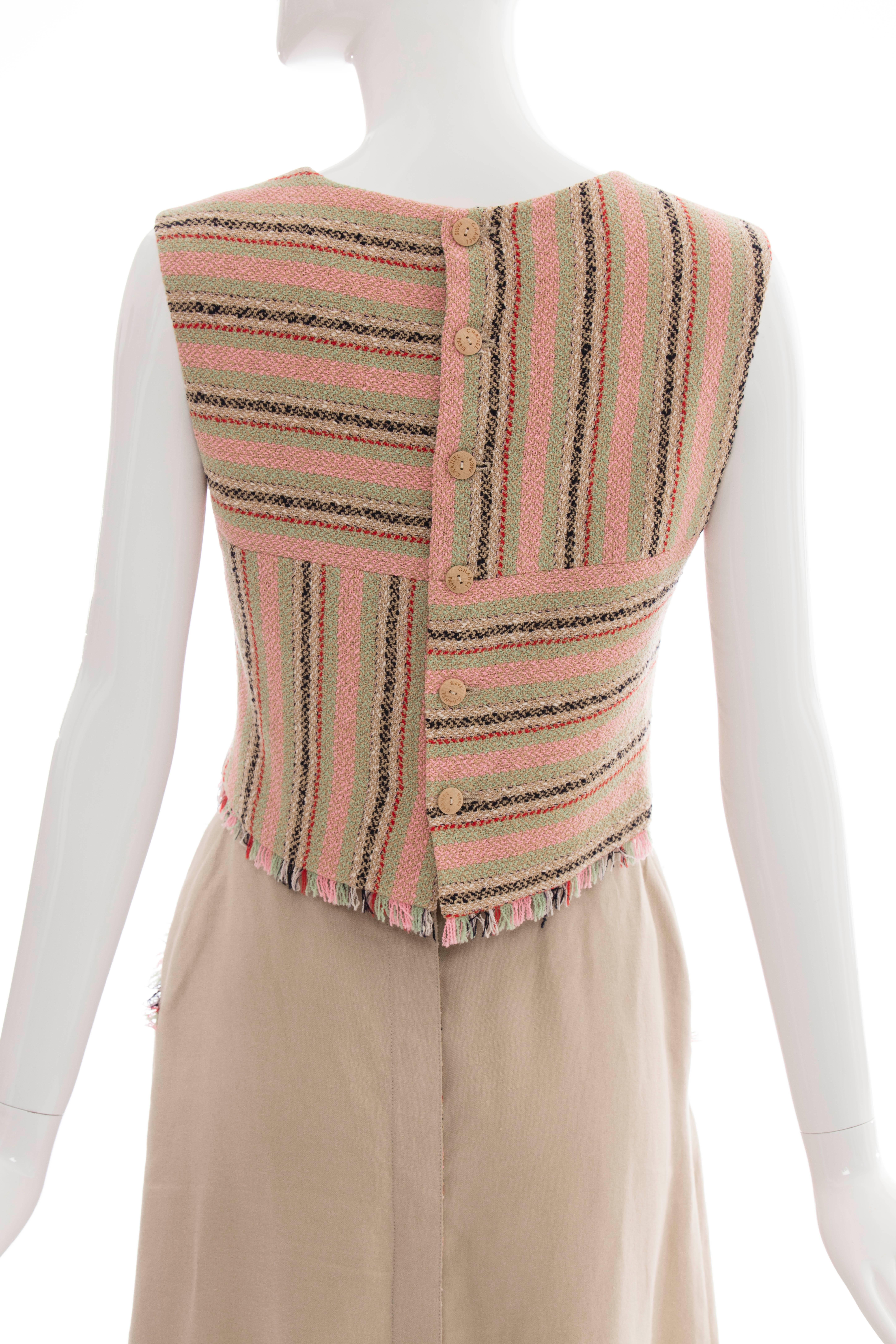 Chanel Three Piece Linen Skirt Suit, Resort 2000 For Sale 4