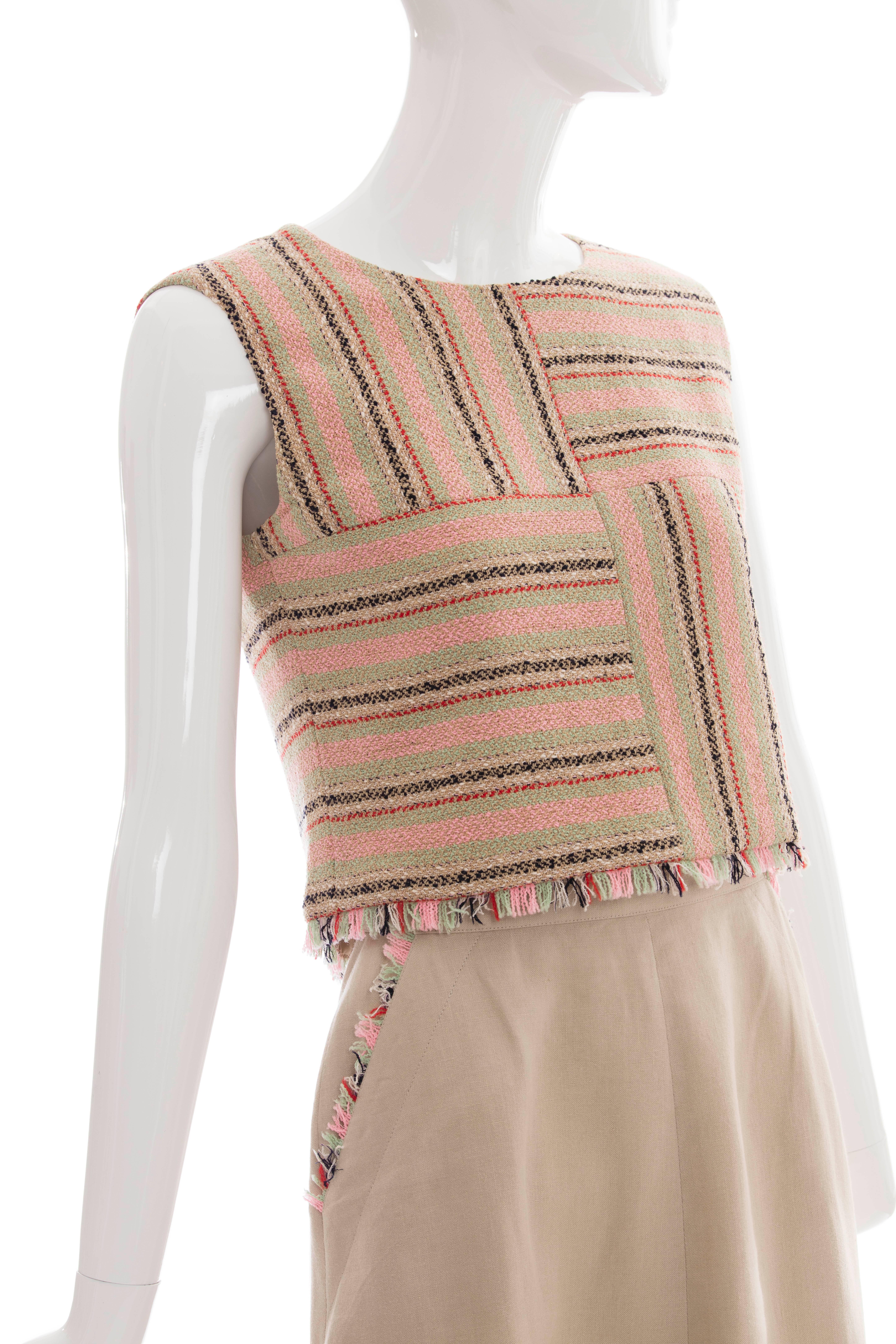 Chanel Three Piece Linen Skirt Suit, Resort 2000 For Sale 3