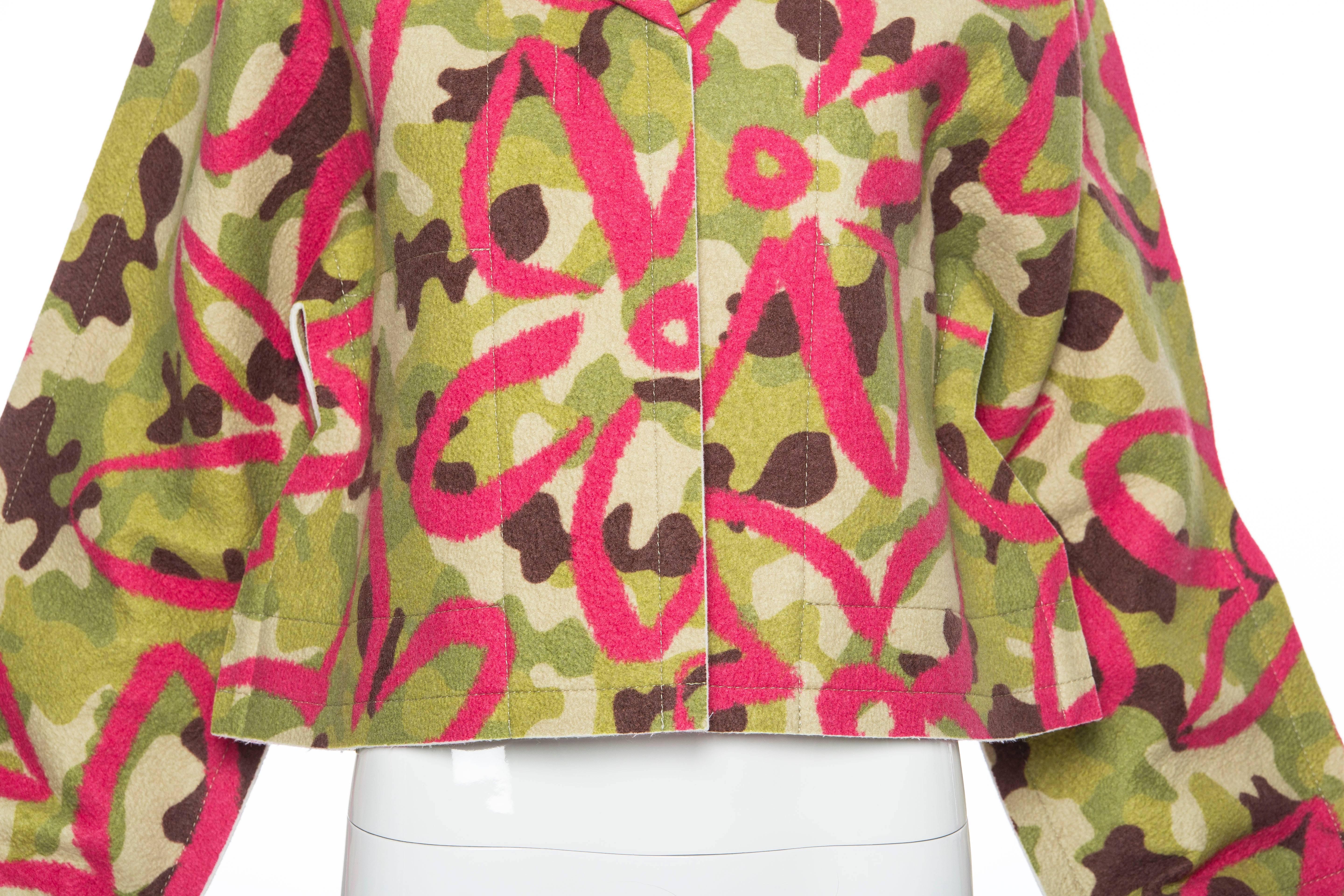 Women's Comme des Garcons Runway 'Flat' or '2D'  Collection Camouflage Jacket, Fall 2012 For Sale