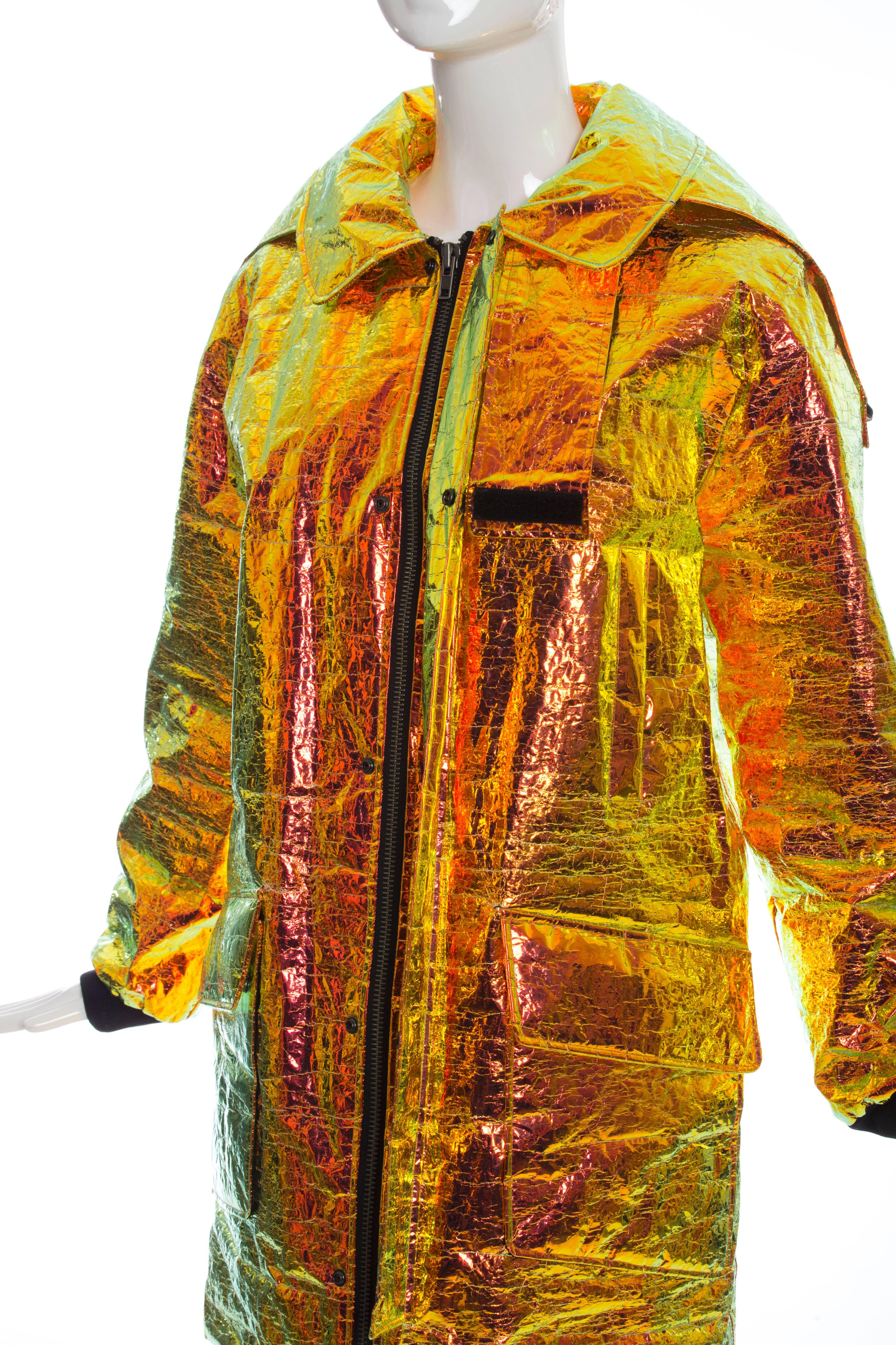 Wanda Nylon Iridescent Metallic Foil Hooded Parka, Autumn - Winter 2014 3