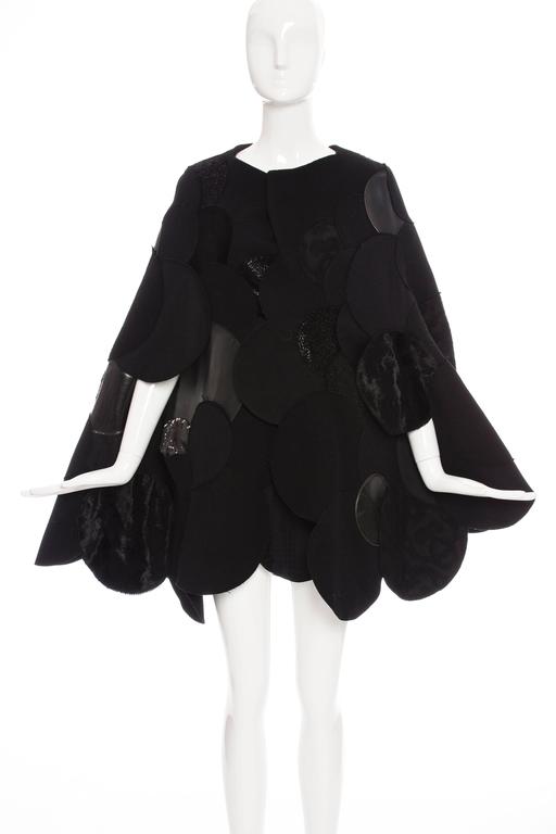 Junya Watanabe Comme des Garcons Black Wool Sequin Leather Cape, Fall ...