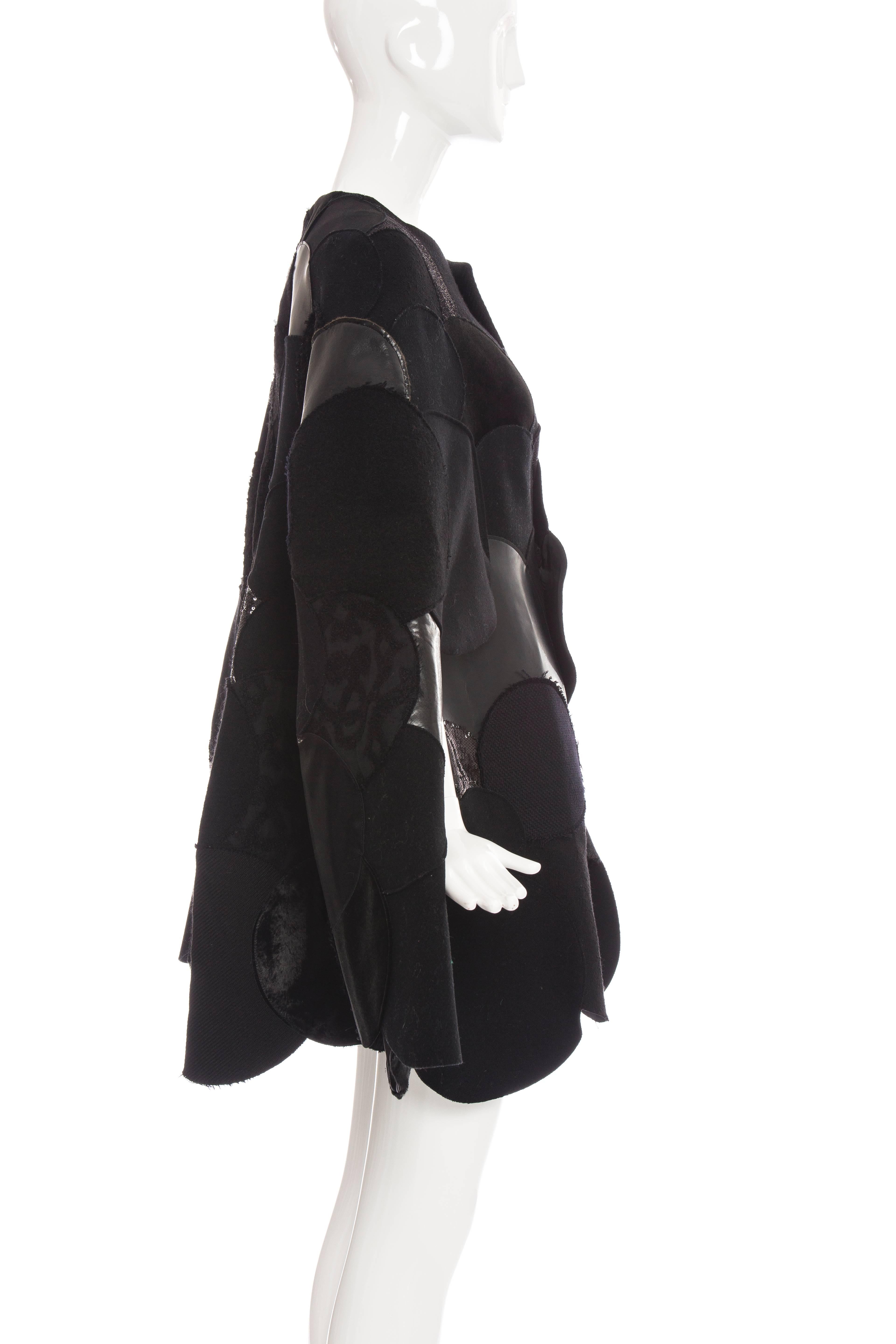 Junya Watanabe Comme des Garcons Black Wool Sequin Leather Cape, Fall 2014 In Excellent Condition In Cincinnati, OH