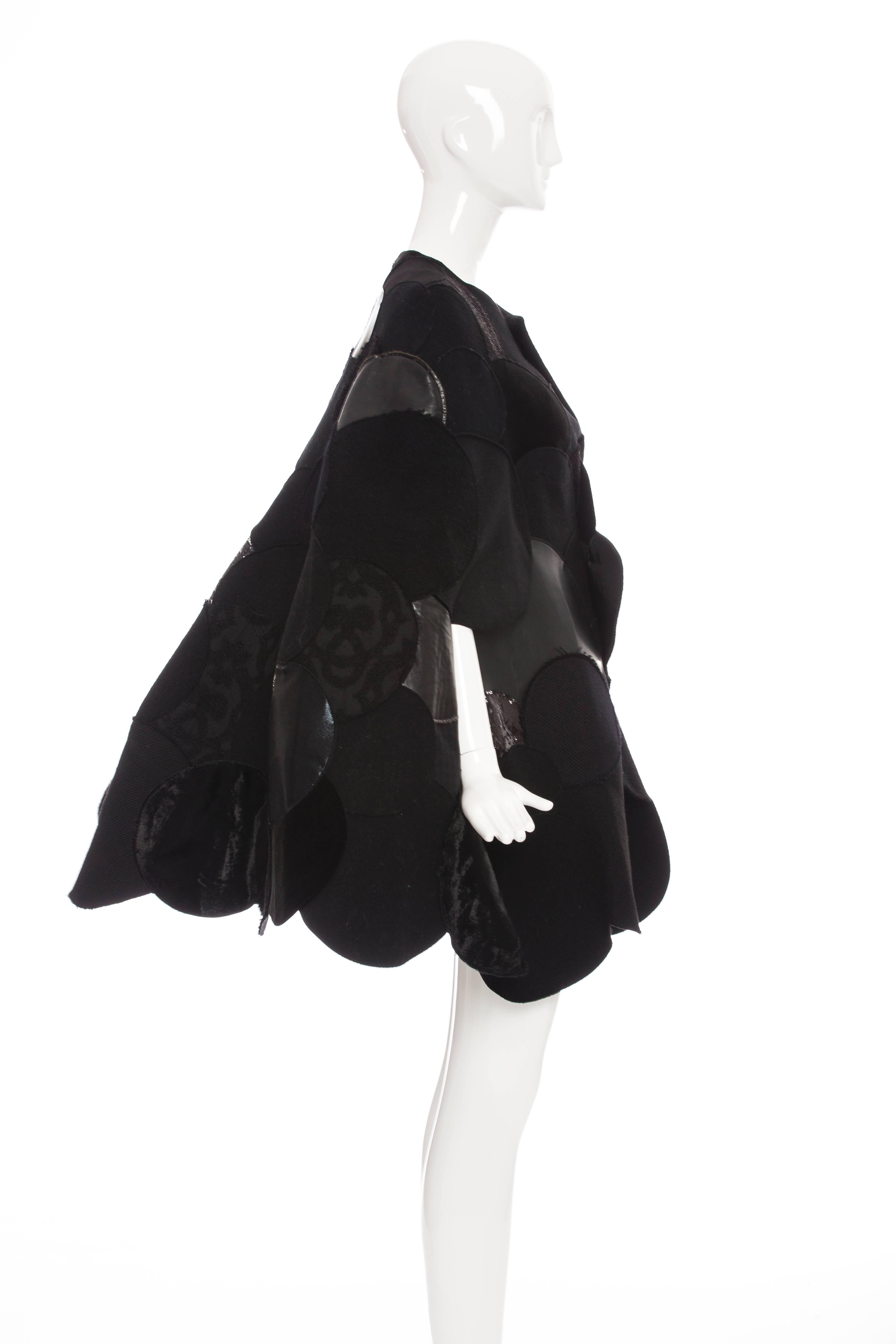 Junya Watanabe Comme des Garcons Black Wool Sequin Leather Cape, Fall 2014 1