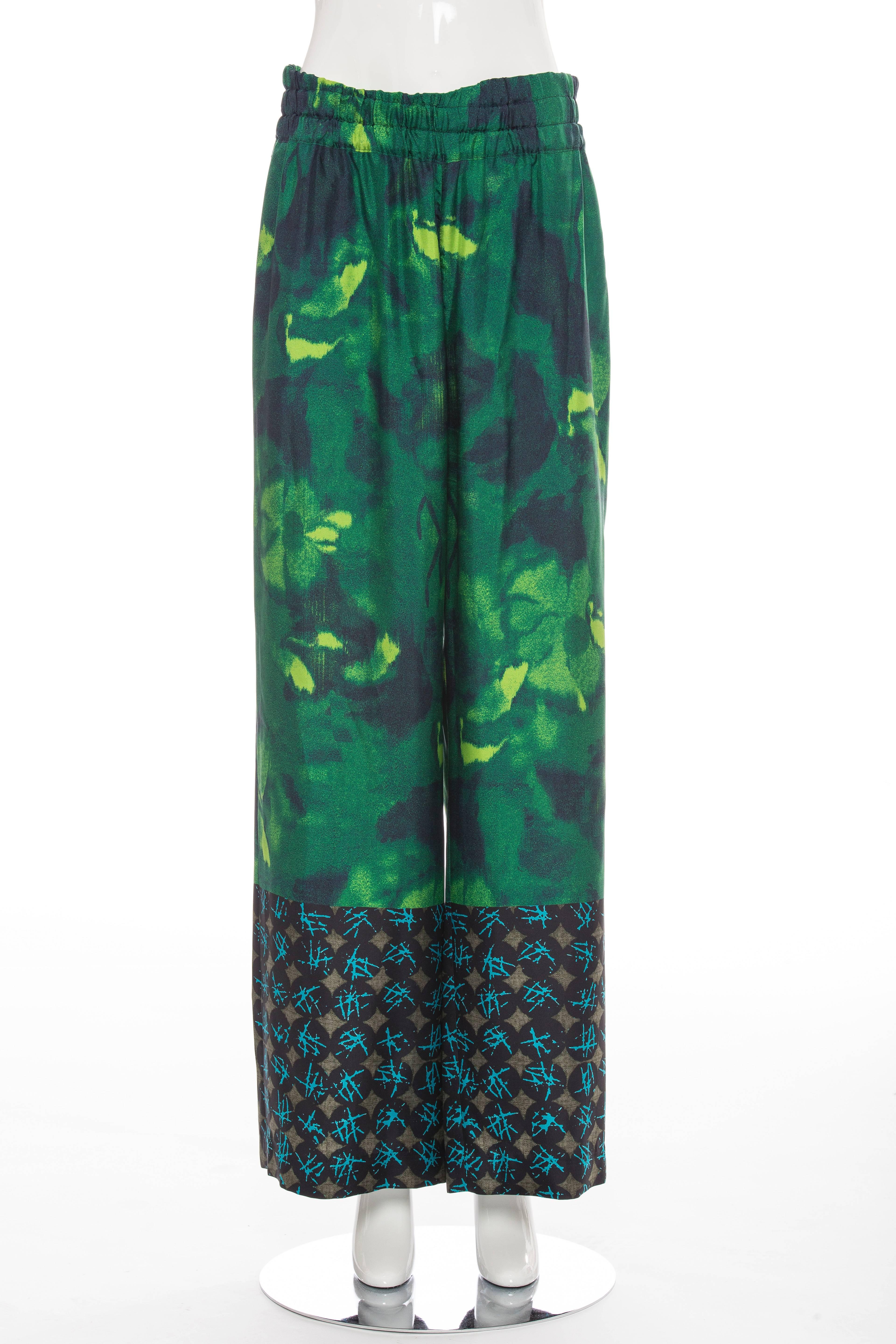 Dries Van Noten Printed Linen Silk Bead & Cabachons Pant Suit, Spring 2008 3