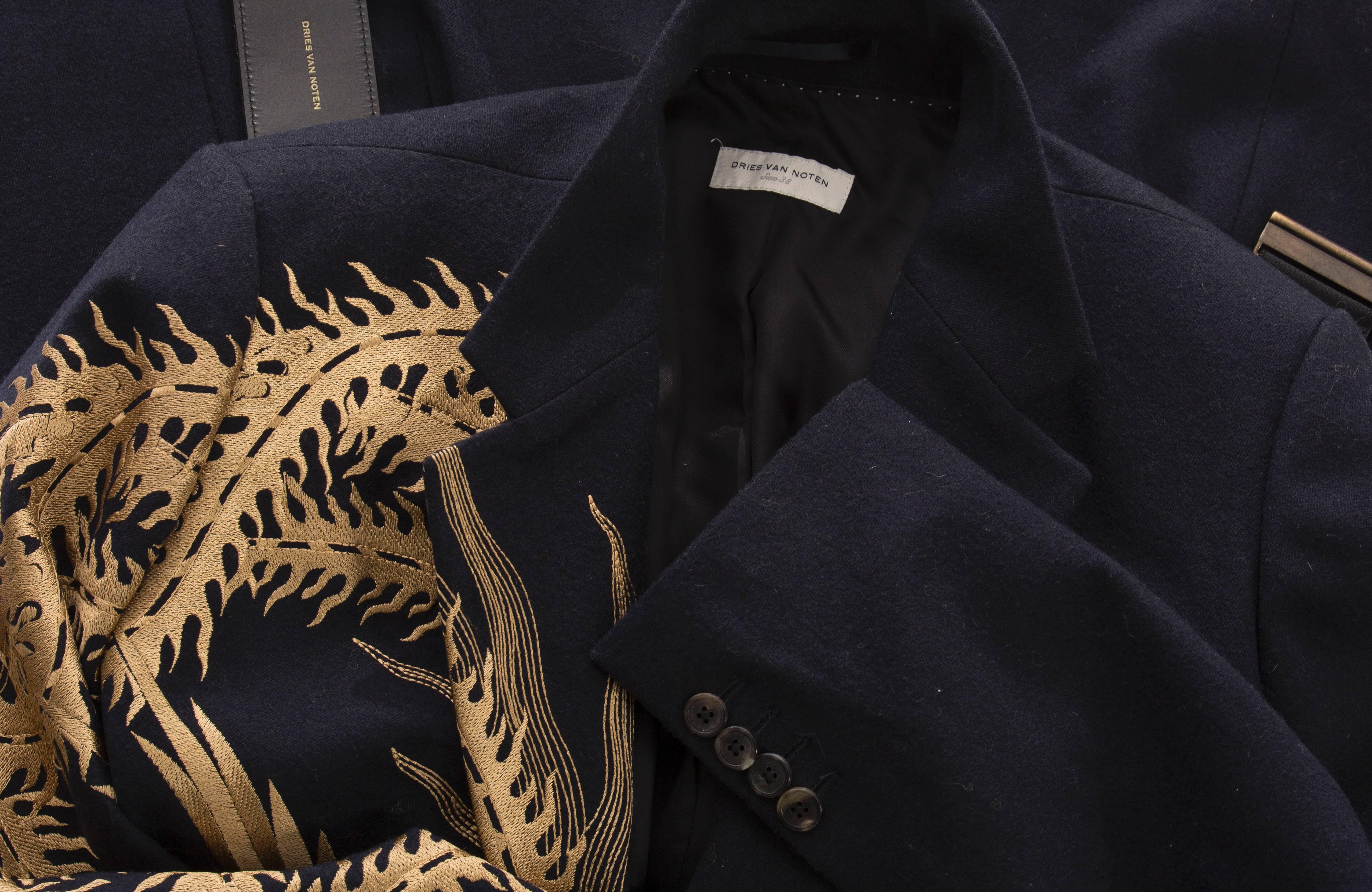 Dries Van Noten Navy Blue Wool Embroidered Jacket, Autumn - Winter 2012 4