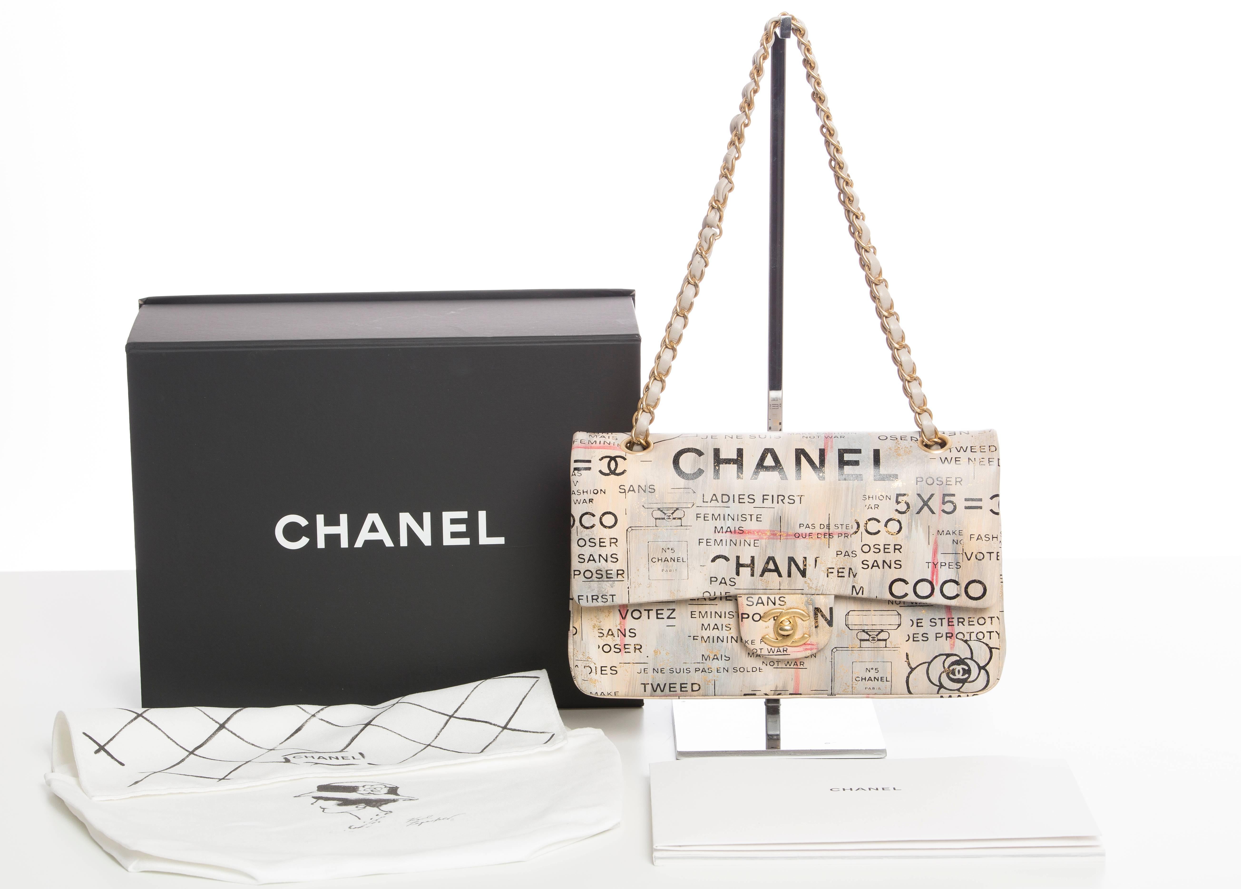 Chanel Limited Edition Graffiti Newspaper Print Double Flap Bag, Spring 2015 2
