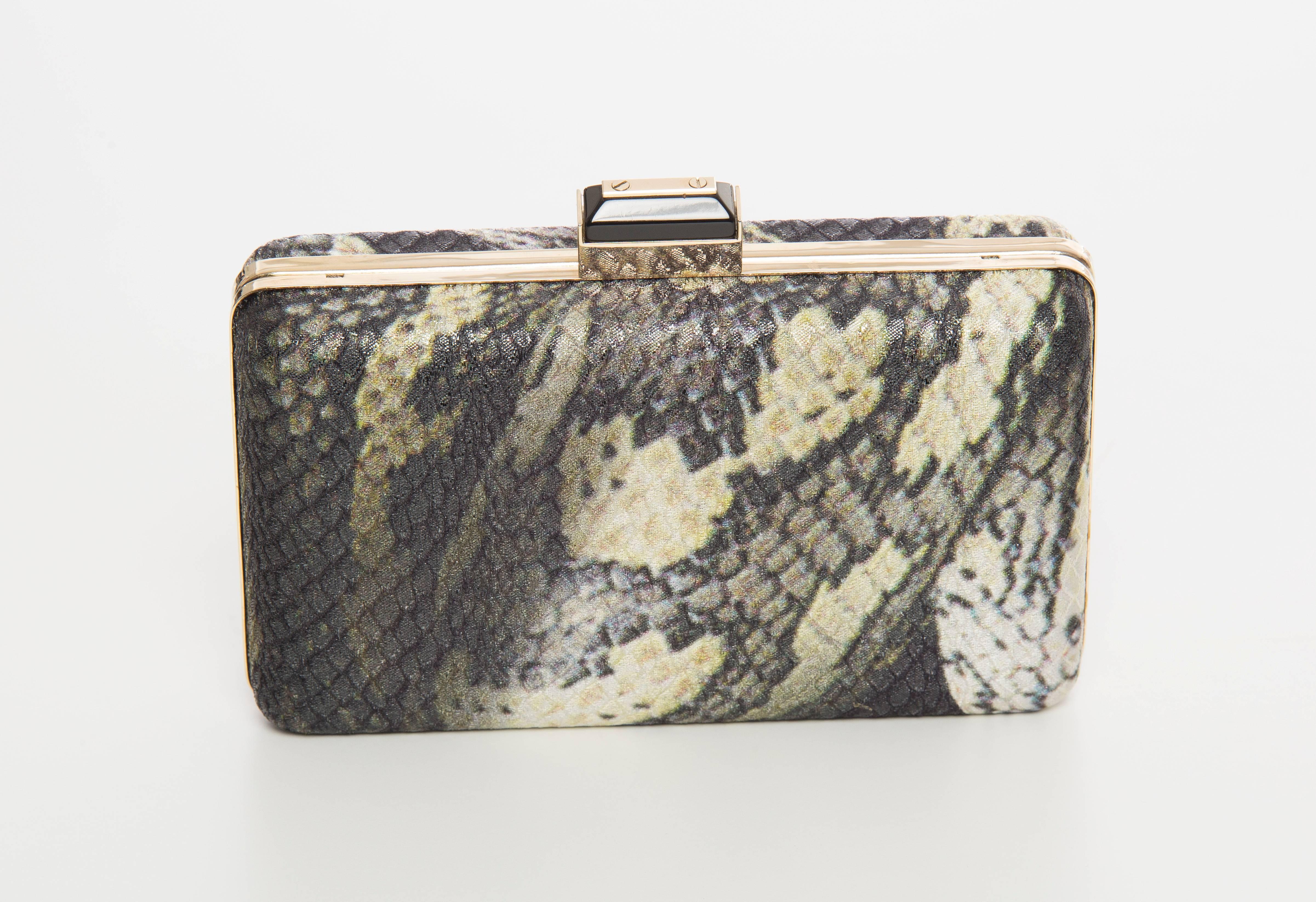 Gray Lanvin By Alber Elbaz Python Print Minaudiere Clutch, Spring - Summer 2012