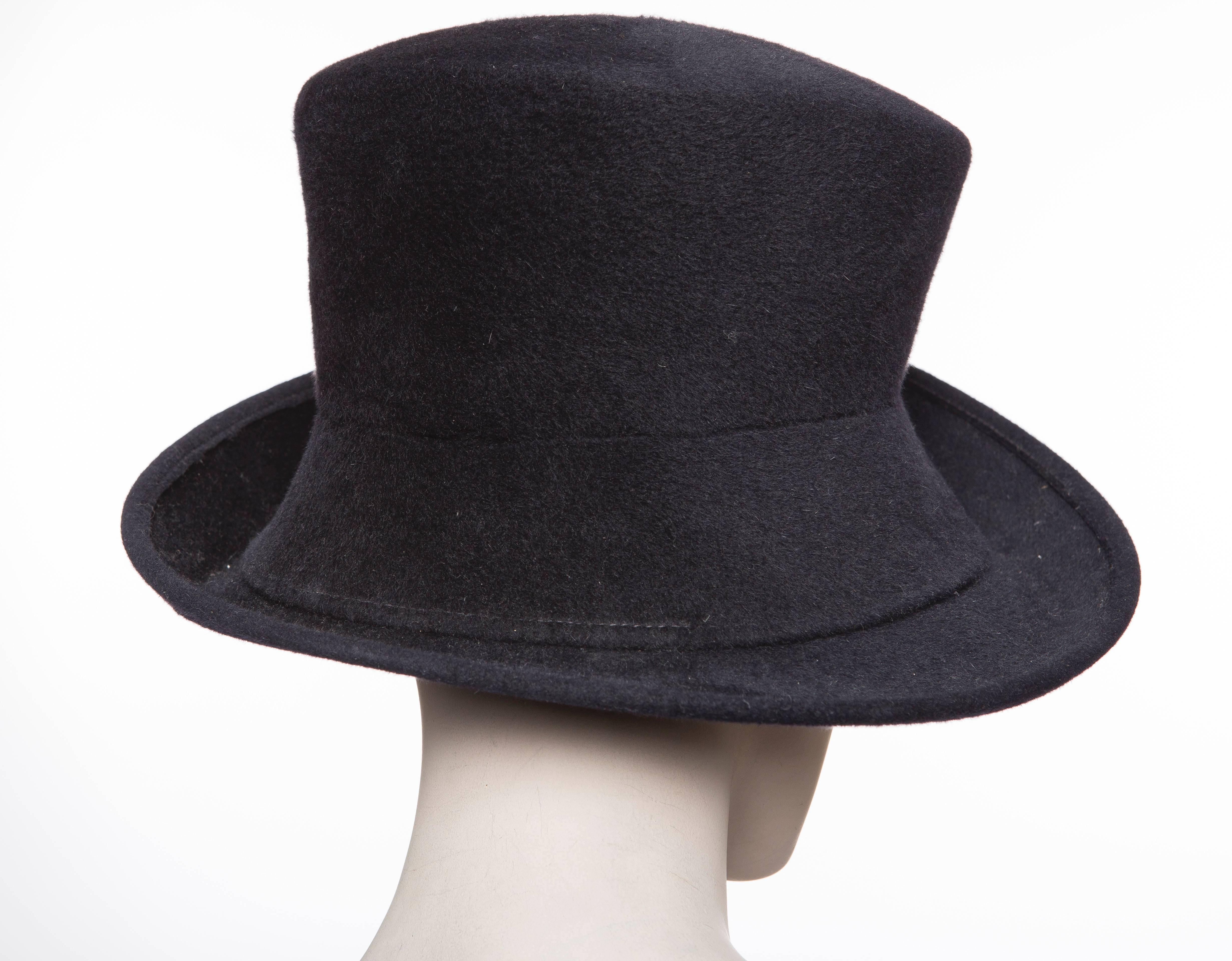 Women's or Men's Philip Treacy Navy Blue Wool Felt Hat