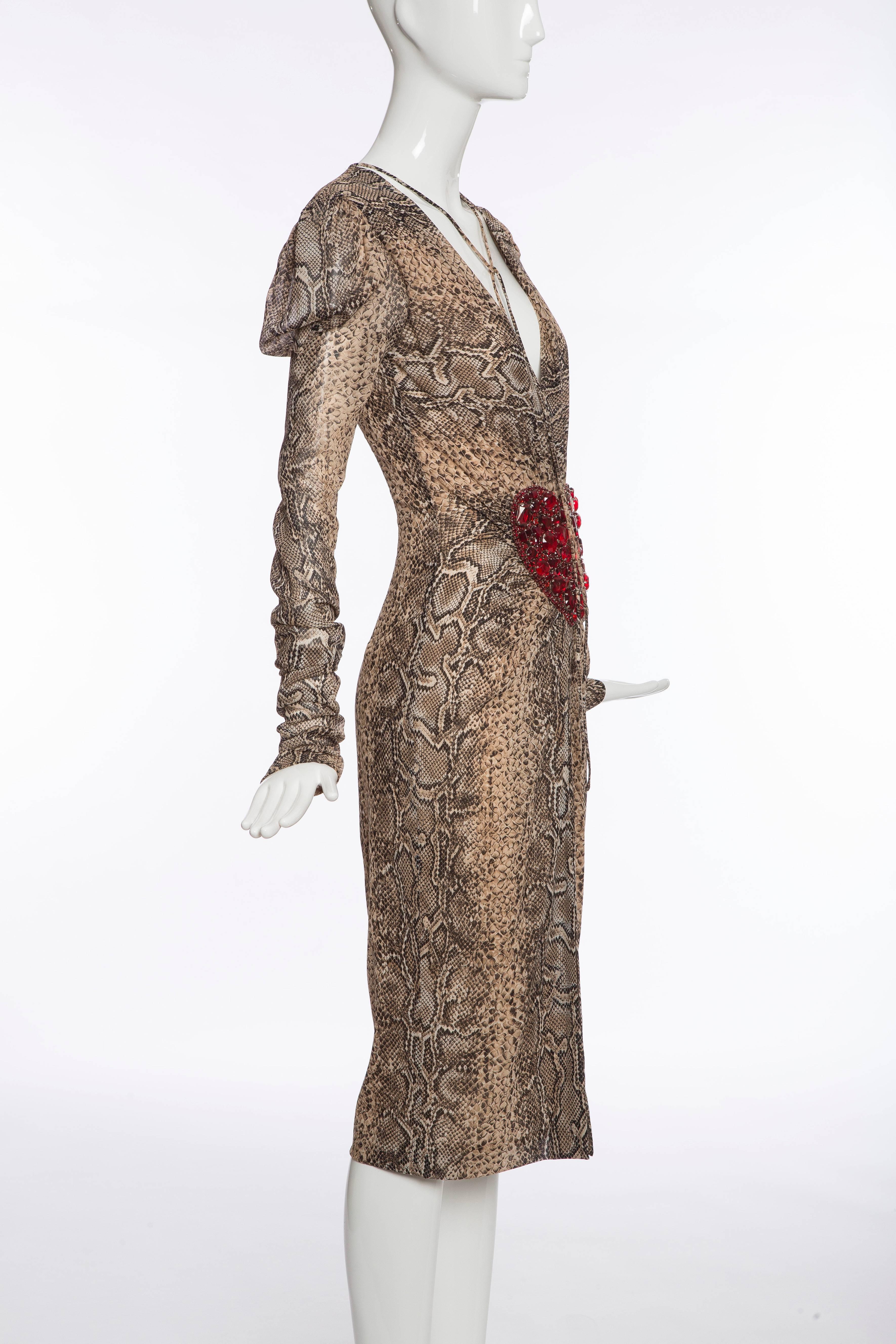 Dolce & Gabbana Silk Snake Print Dress With Diamanté Heart, Spring 2005 1