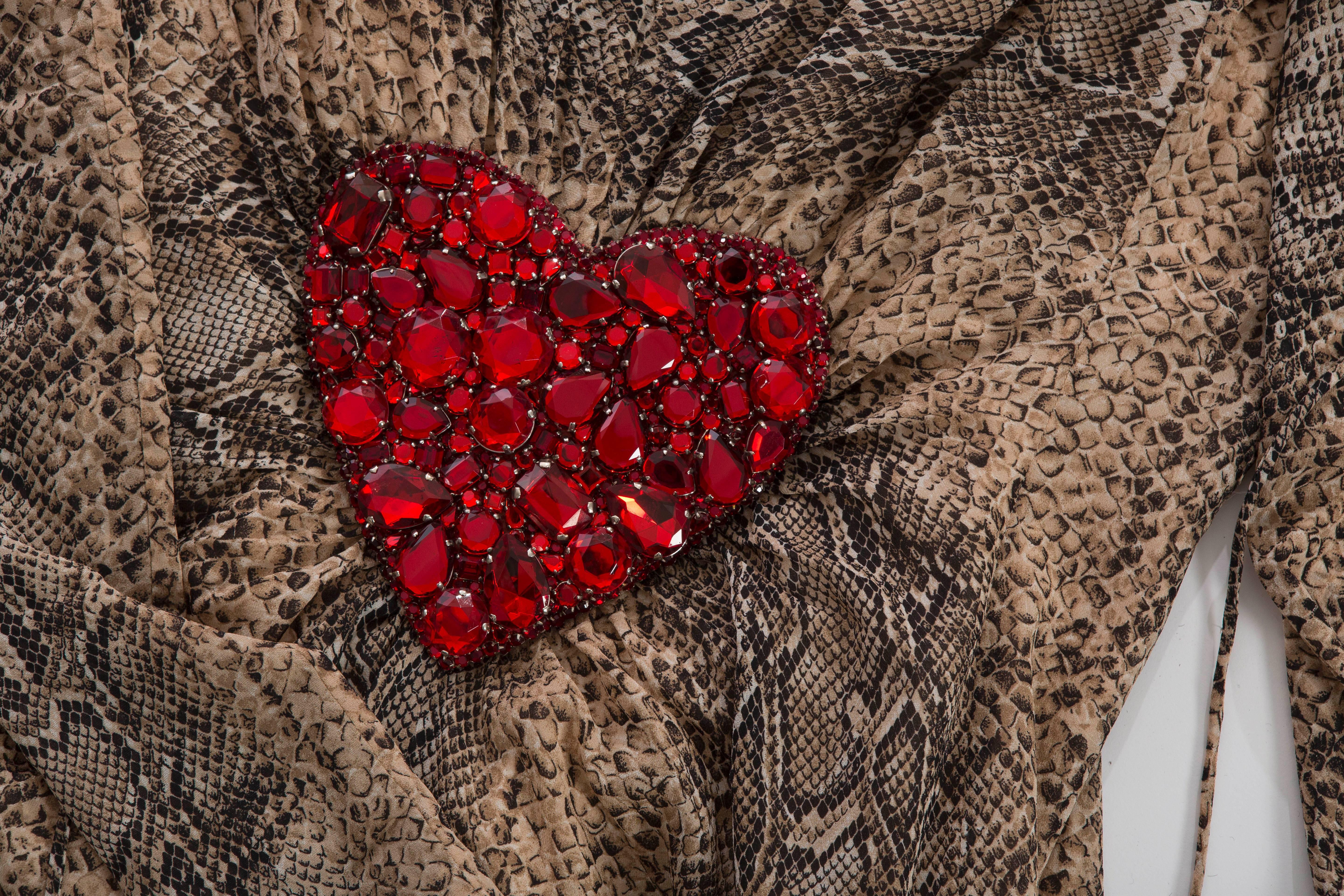 Dolce & Gabbana Silk Snake Print Dress With Diamanté Heart, Spring 2005 3