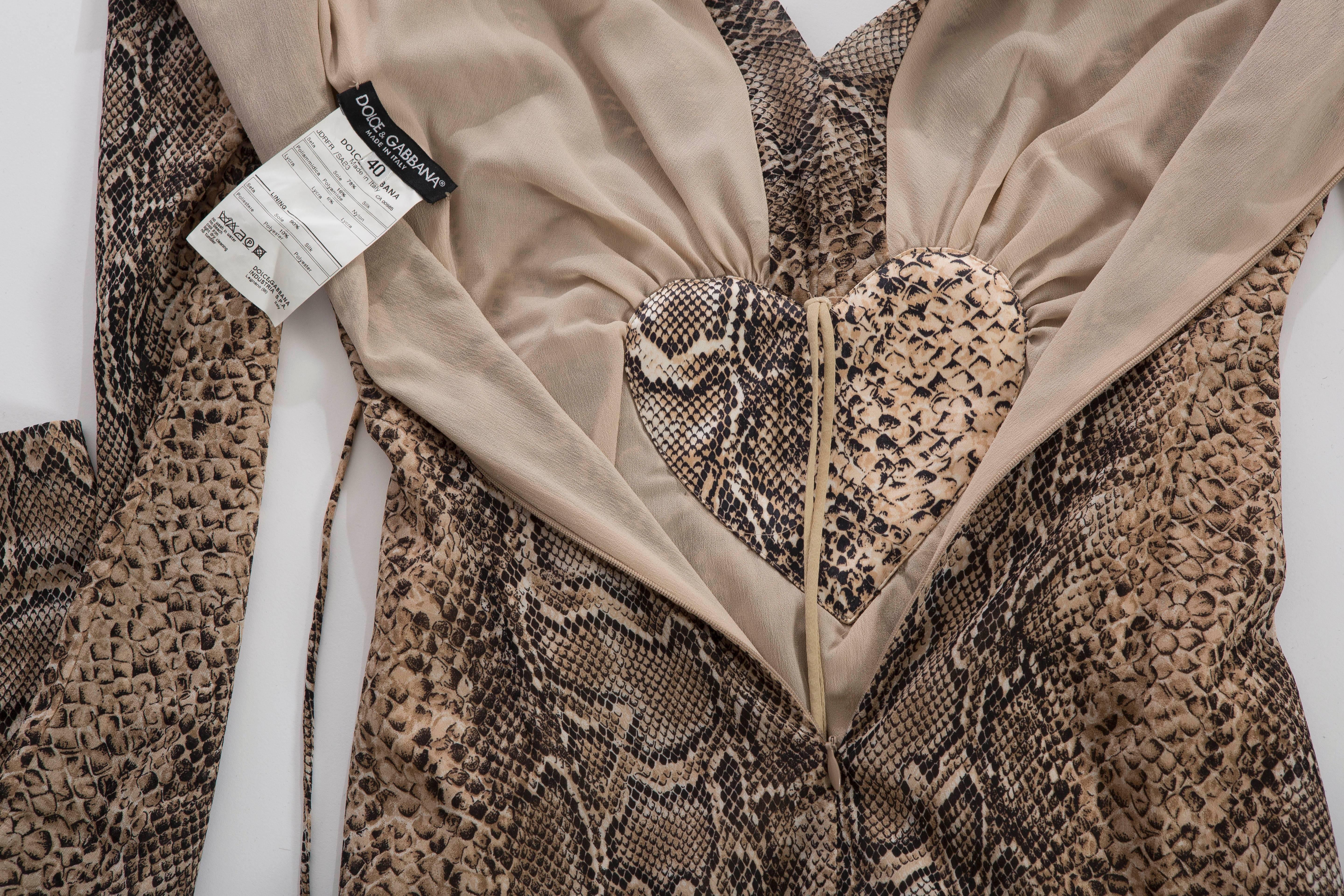 Dolce & Gabbana Silk Snake Print Dress With Diamanté Heart, Spring 2005 4