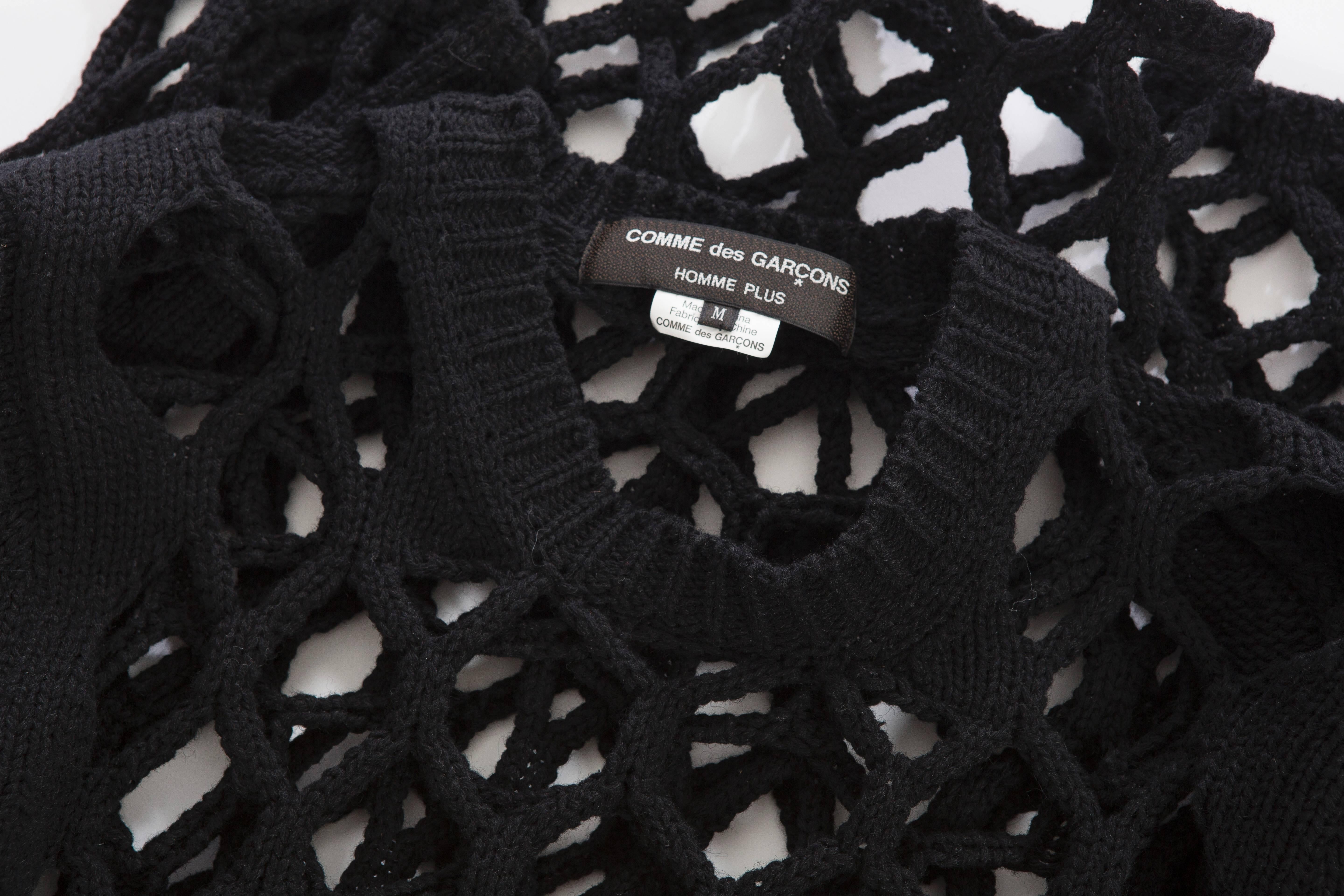 Men's Comme des Garcons Homme Plus Runway Black Open Knit Sweater, Spring 2015