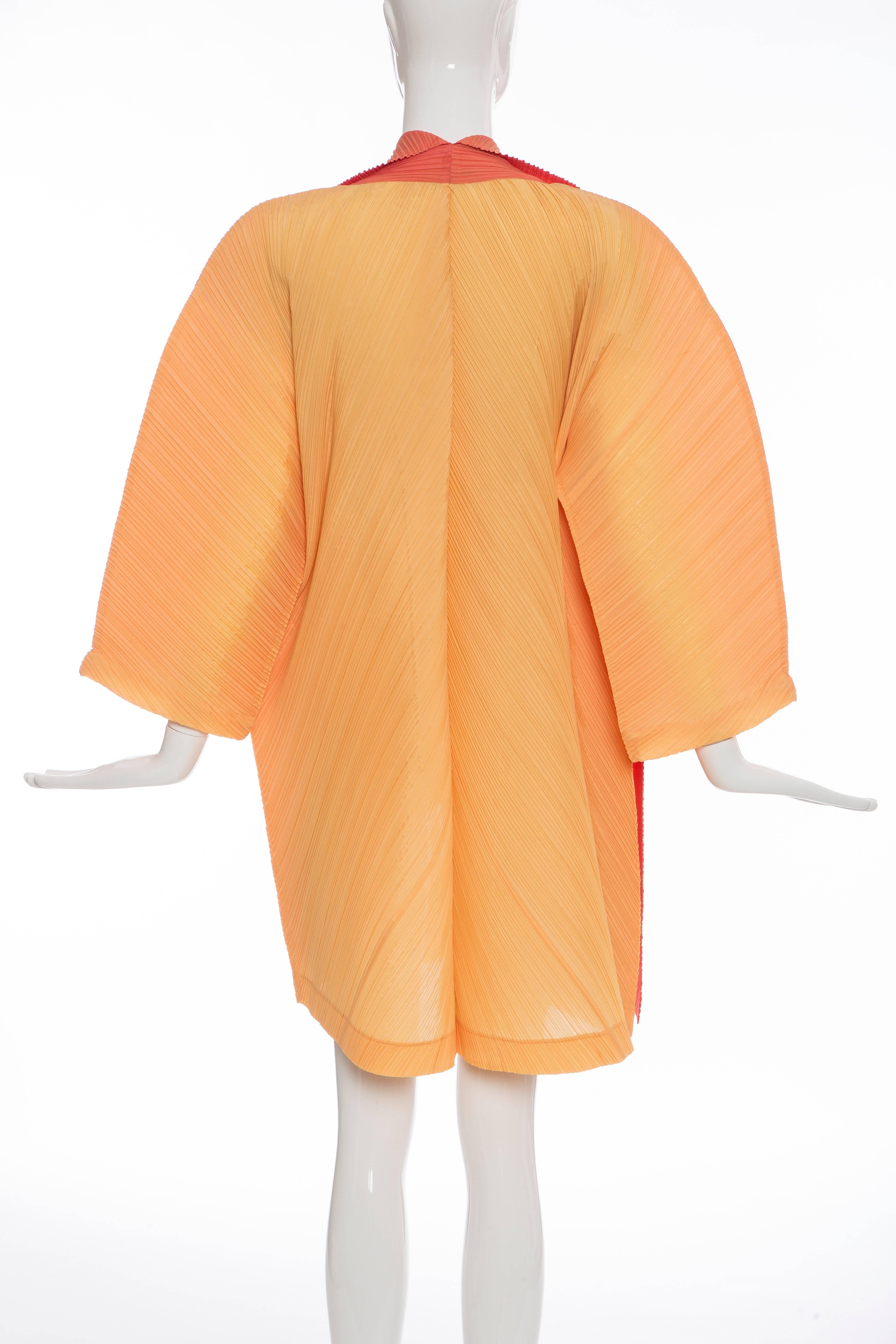 Yellow Issey Miyake Colorblock Pleated Cocoon Jacket, Spring 1995 For Sale