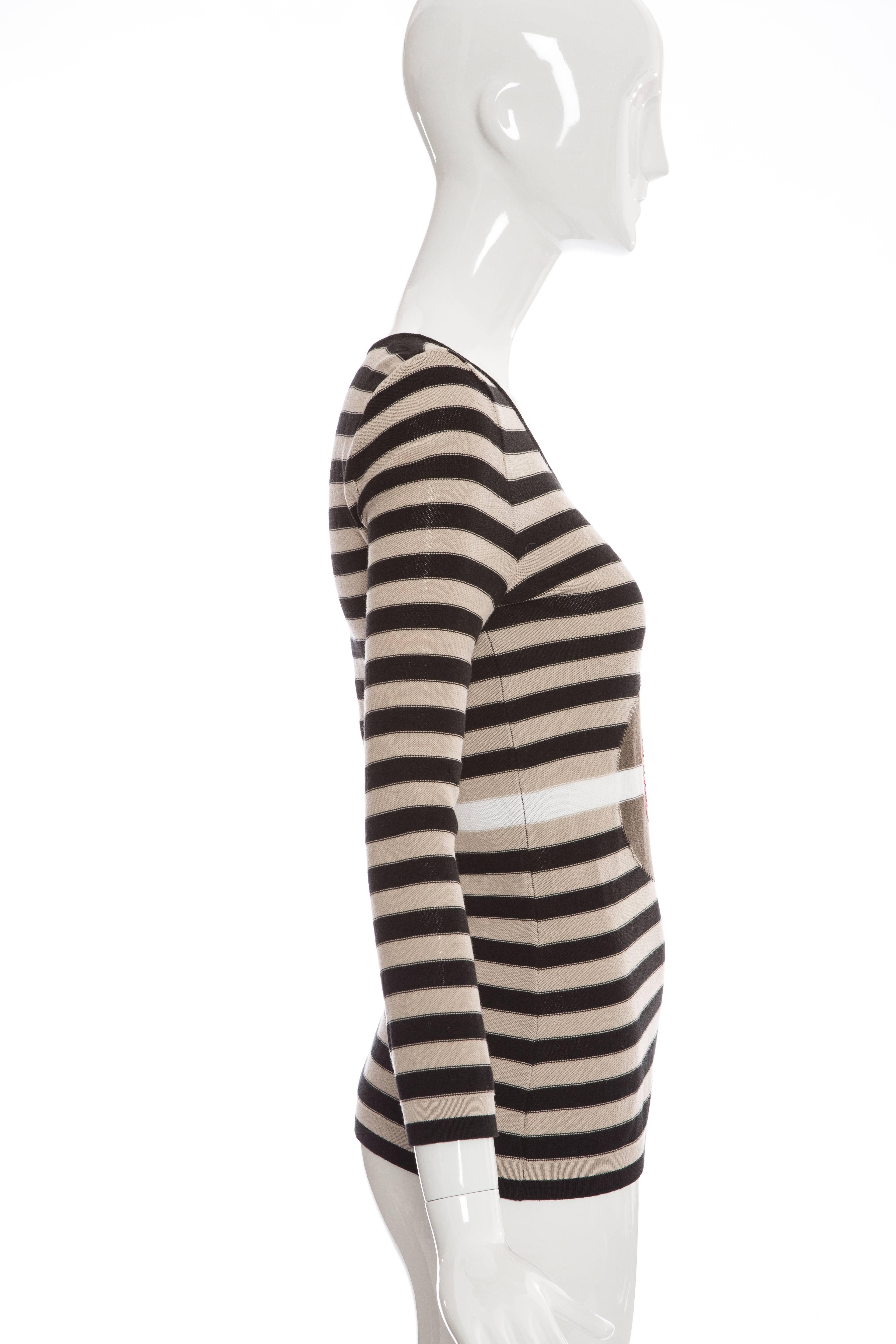 Black Sonia Rykiel Striped Cotton Knit Sweater, Spring - Summer 2002