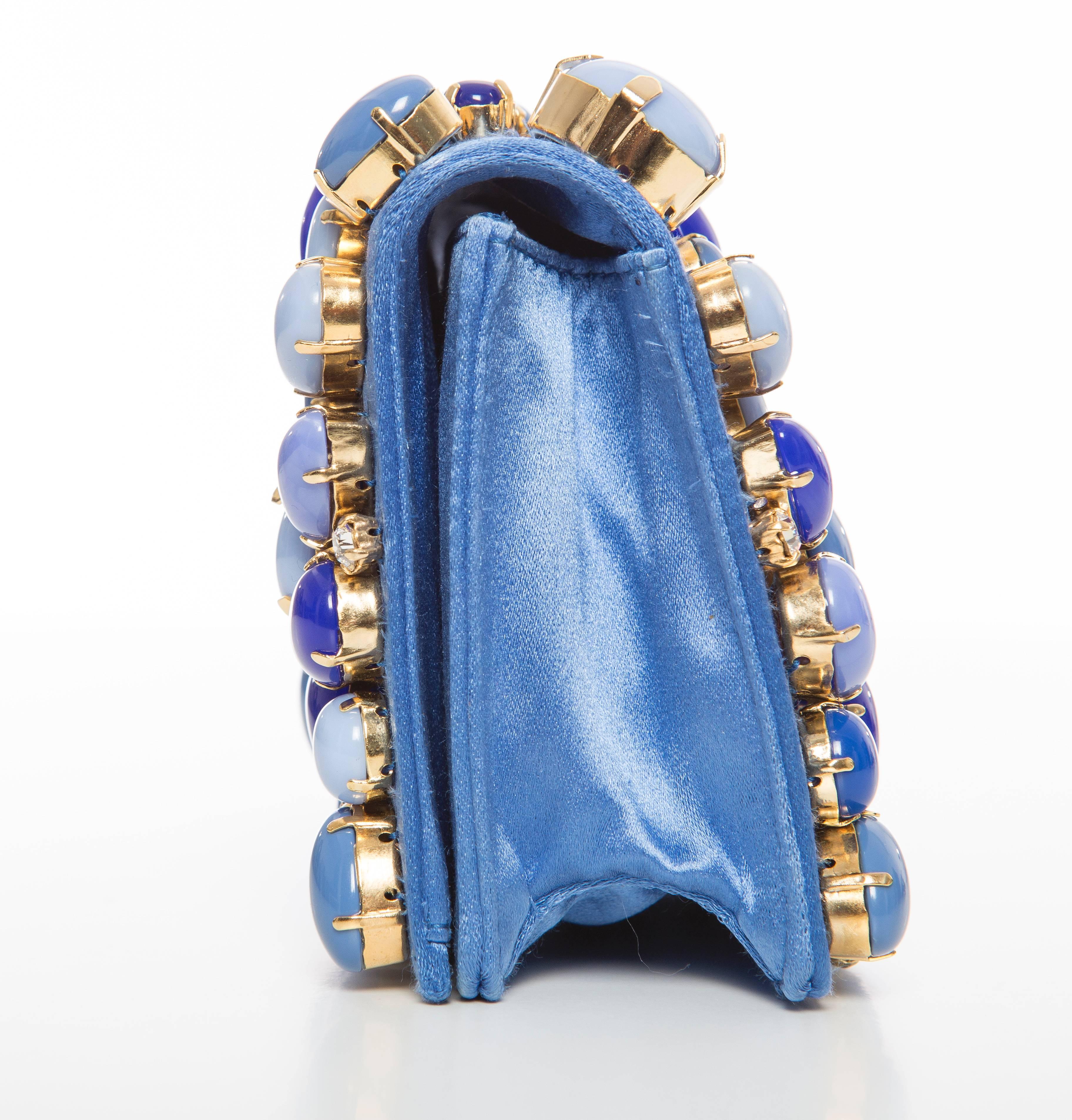 Women's Prada Blue Satin Raso Pietre Clutch, Spring - Summer 2011