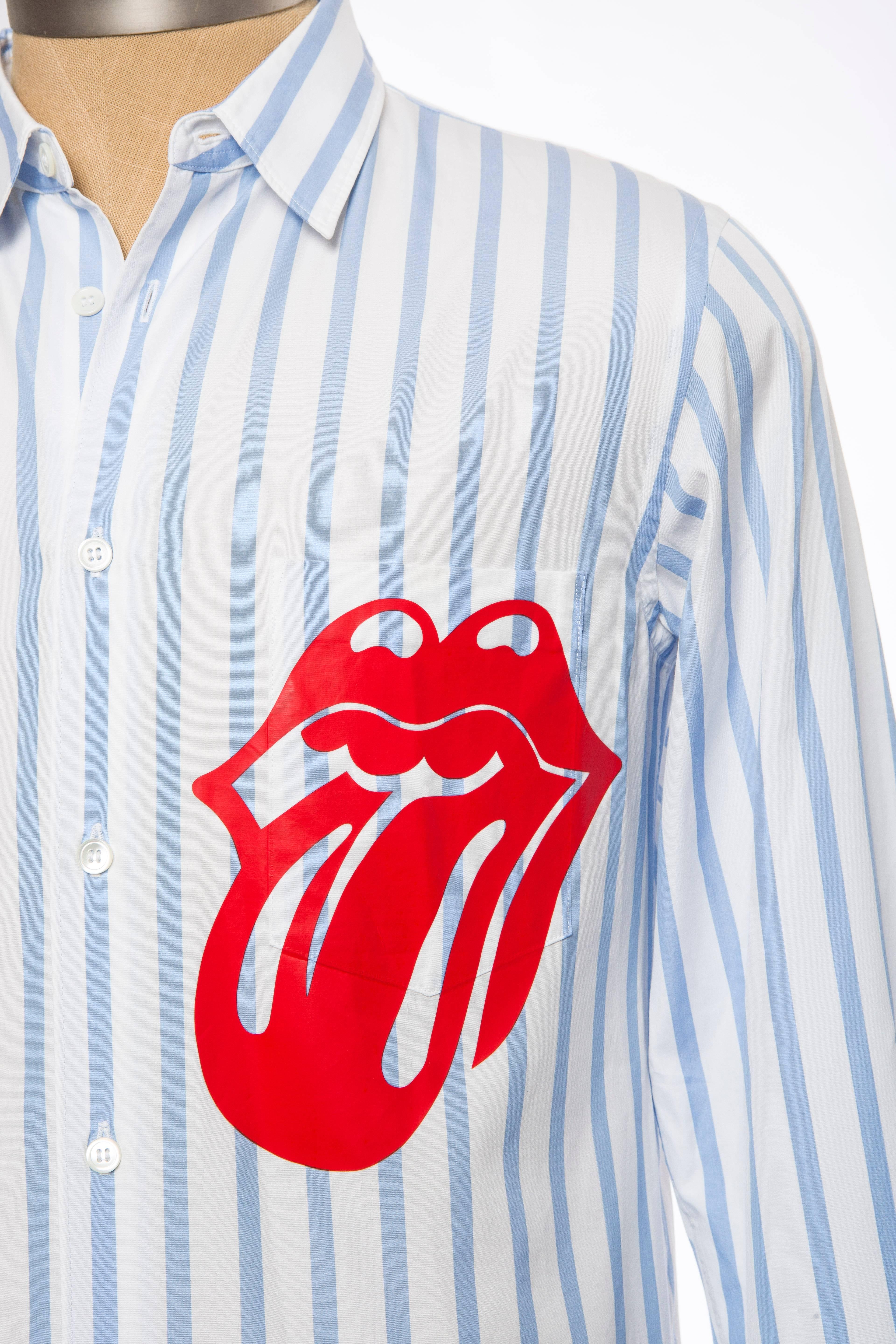 Gray Comme des Garcons Homme Plus Rolling Stones Logo Cotton Shirt, Spring 2006