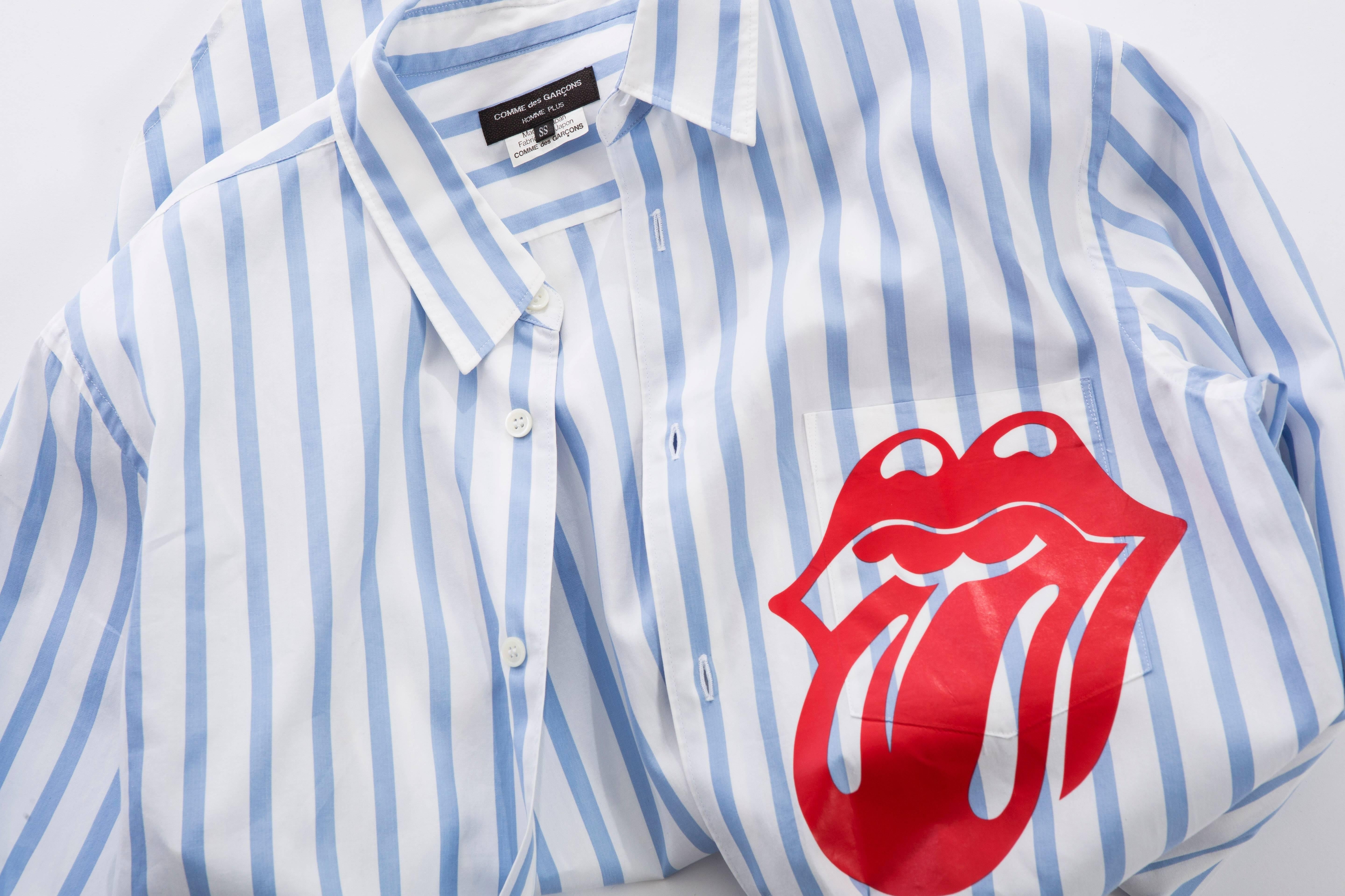 Comme des Garcons Homme Plus Rolling Stones Logo Cotton Shirt, Spring 2006 In Excellent Condition In Cincinnati, OH