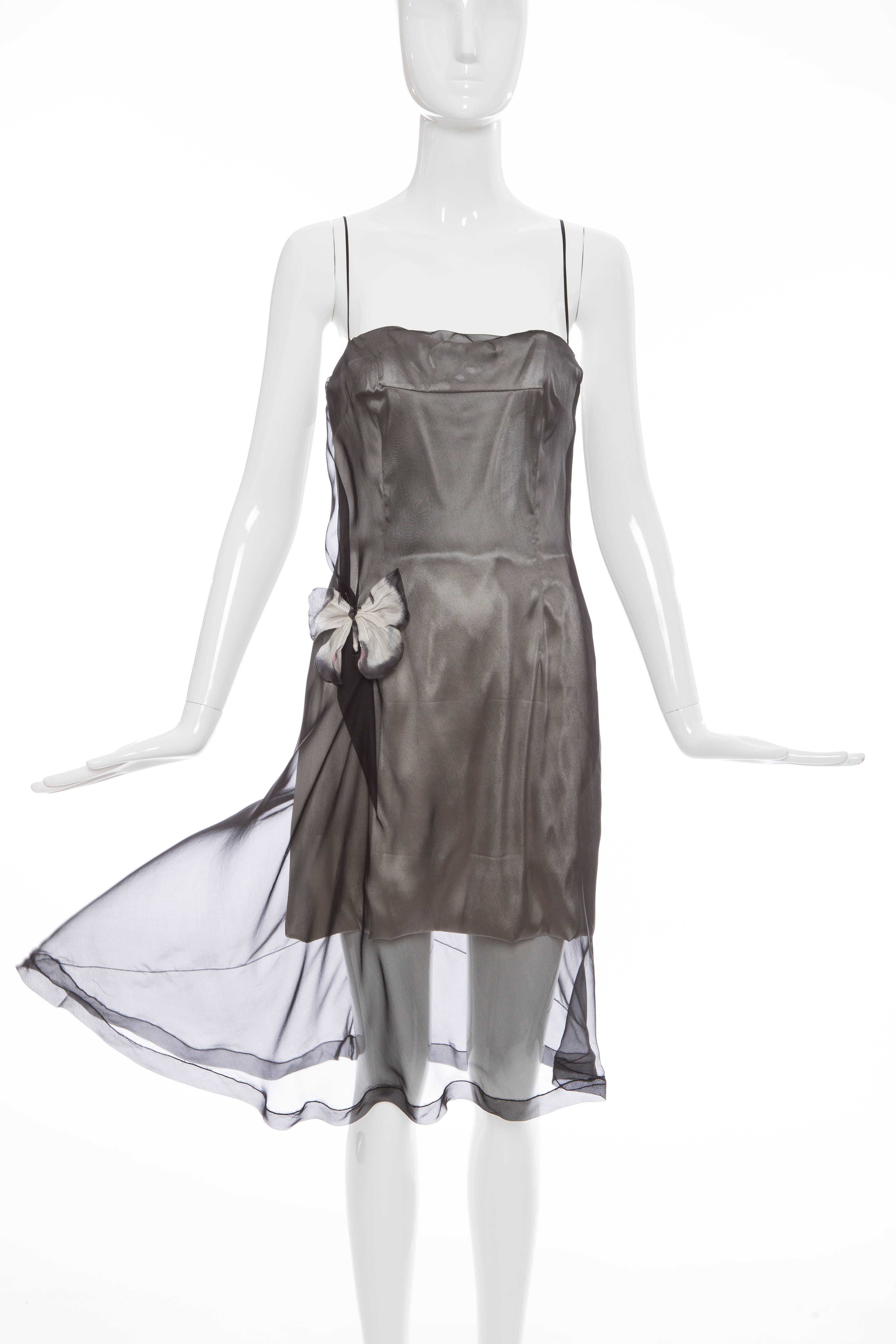 Gray Dolce & Gabbana Runway Silk Chiffon Stromboli Collection Dress, Spring 1998 For Sale