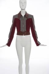 Rodarte Runway Wool Tweed Leather & Suede Zip Front Jacket, Spring 2016